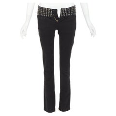 GUCCI 2008 Vintage black denim chrome dome studded waist skinny jeans IT38 XS