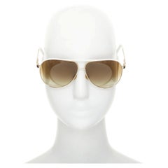 Lunettes de soleil aviateur GUCCI 2008 Vintage GG 1827/S, émail blanc, monture dorée