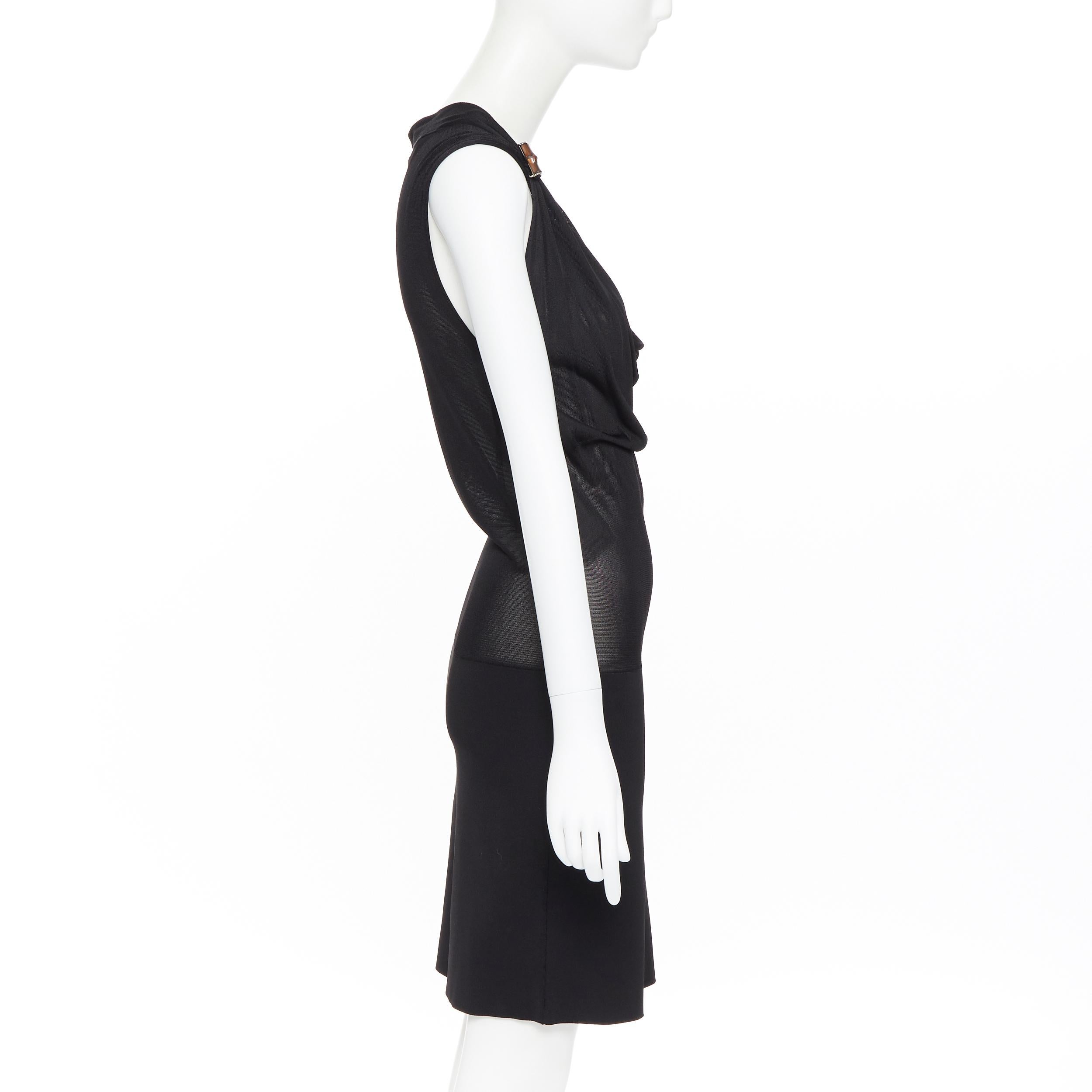 GUCCI 2009 bamboo gathered shoulder strap draped neck knitted viscose dress S In Excellent Condition In Hong Kong, NT