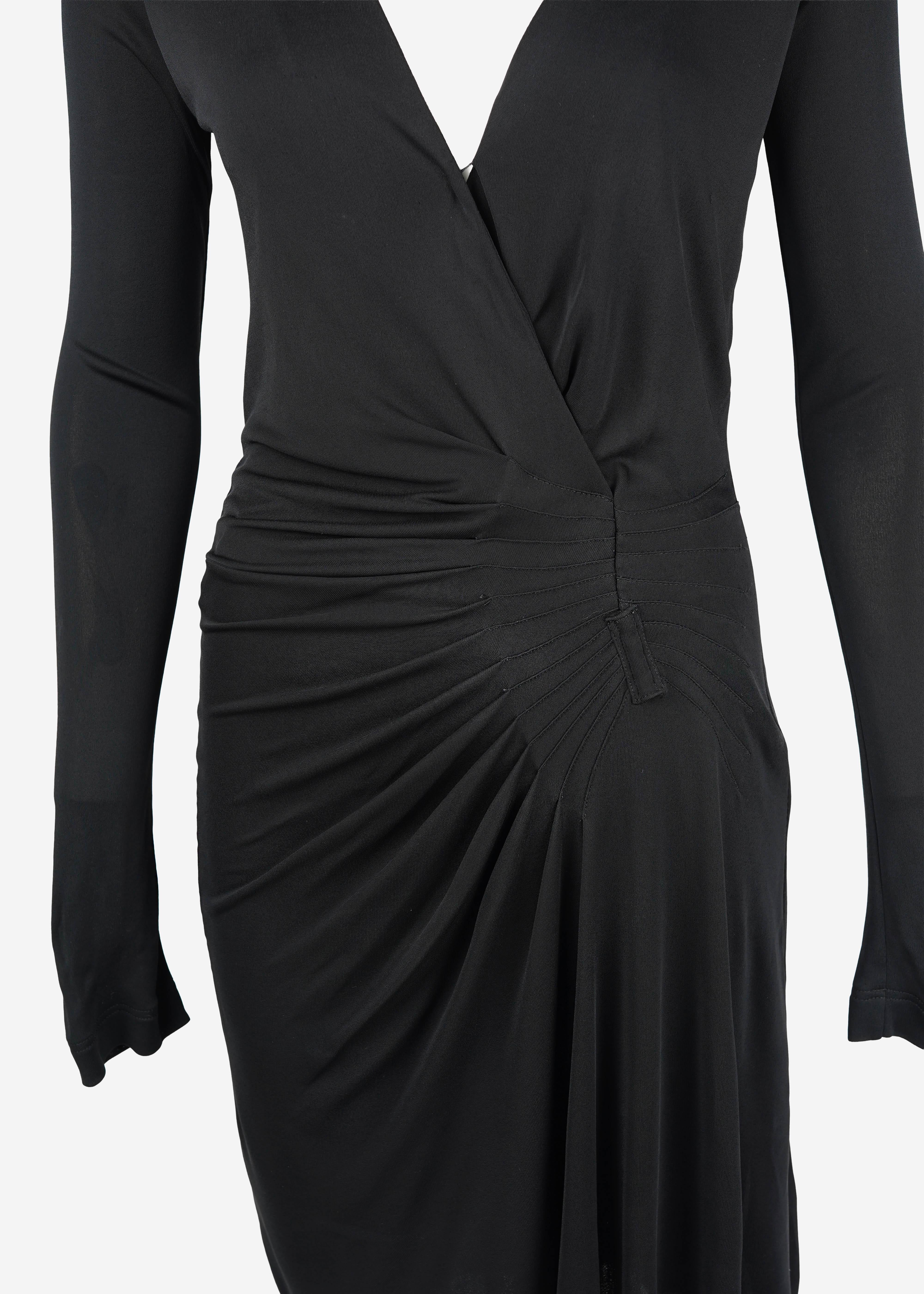 Gucci 2009 Schwarzes drapiertes Kleid aus Viskose im Angebot 3