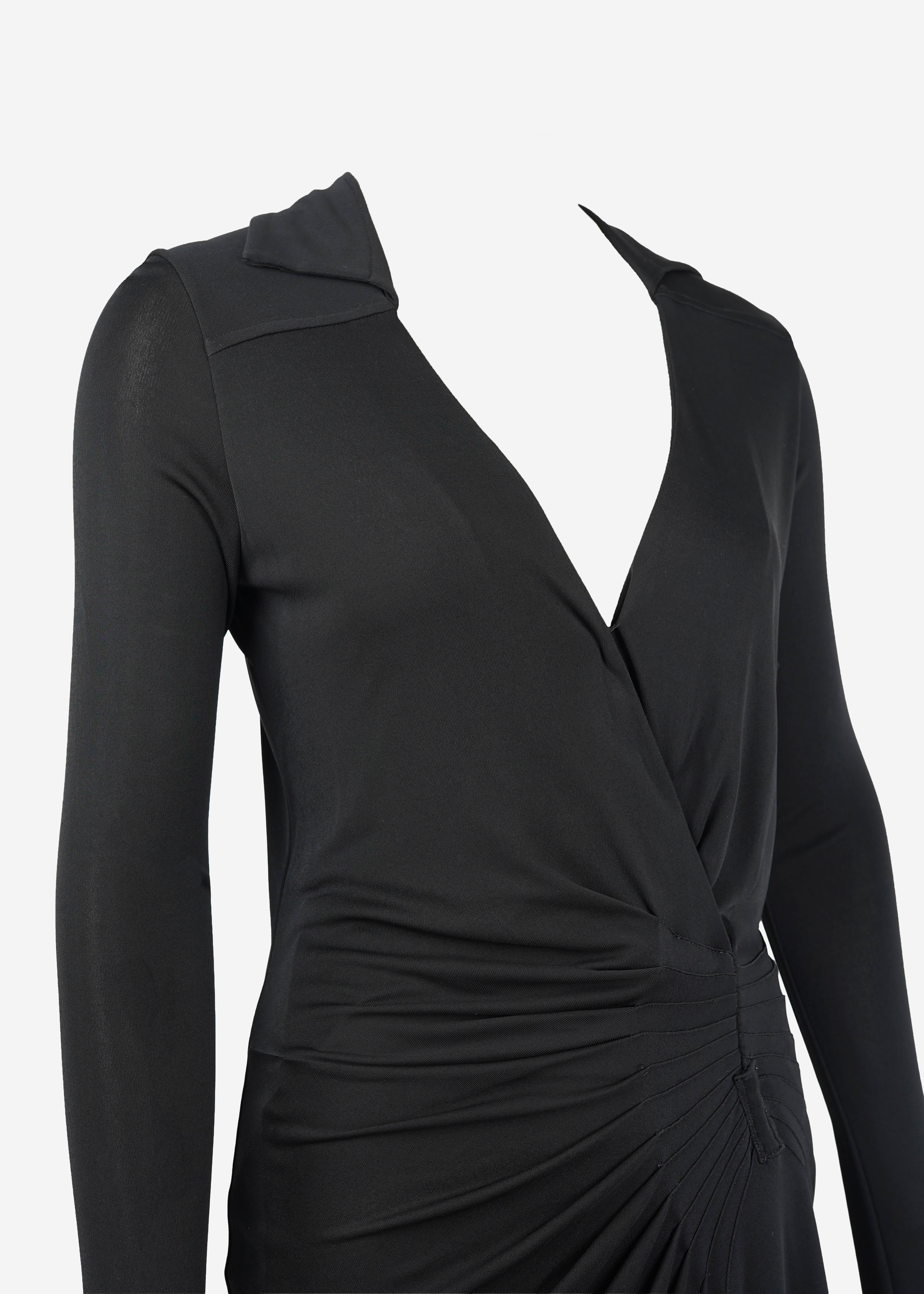Gucci 2009 Schwarzes drapiertes Kleid aus Viskose im Angebot 4