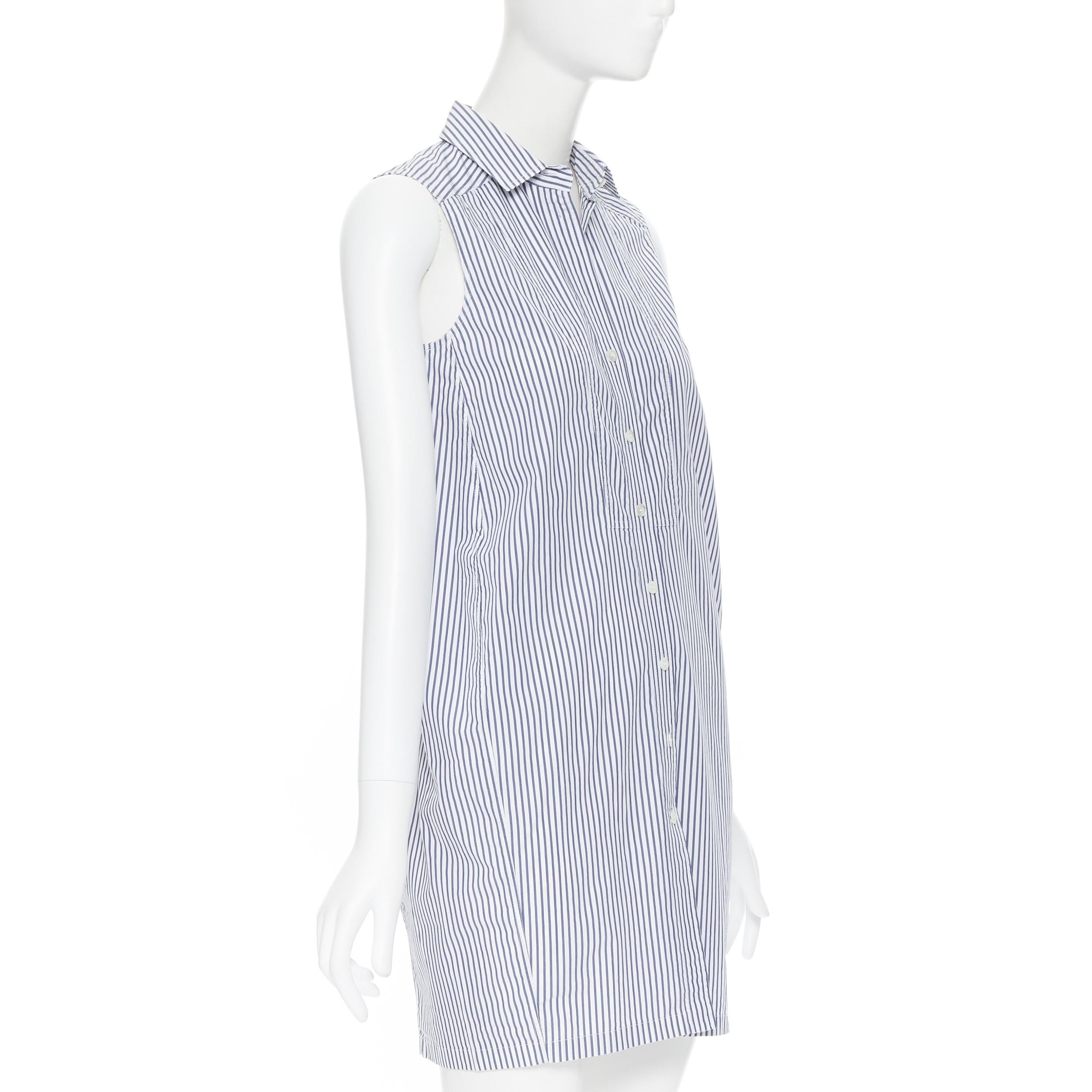 GUCCI 2009 cotton blend blue white stripe button down casual dress IT36 XS In Excellent Condition In Hong Kong, NT