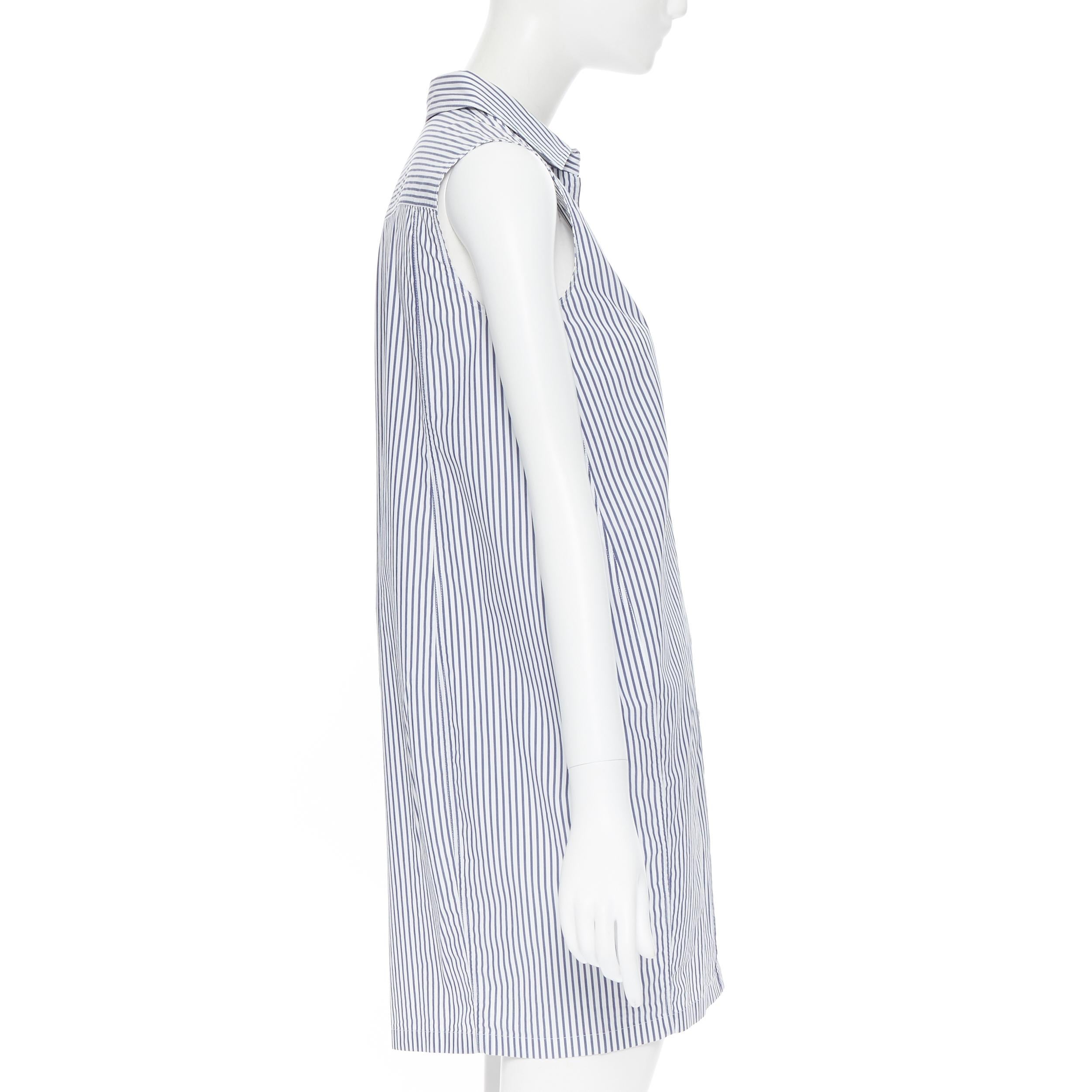 Women's GUCCI 2009 cotton blend blue white stripe button down casual dress IT36 XS
