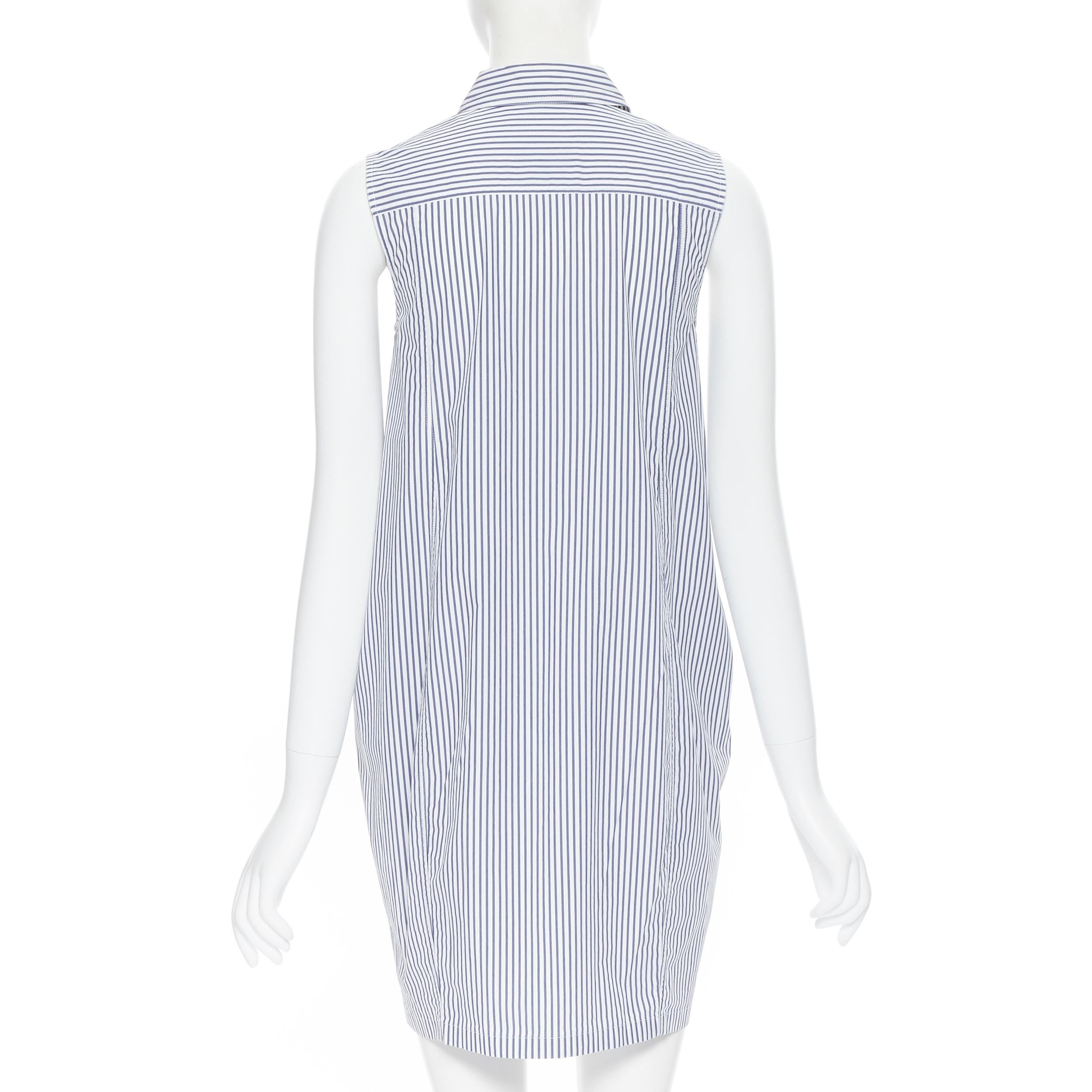 GUCCI 2009 cotton blend blue white stripe button down casual dress IT36 XS 1