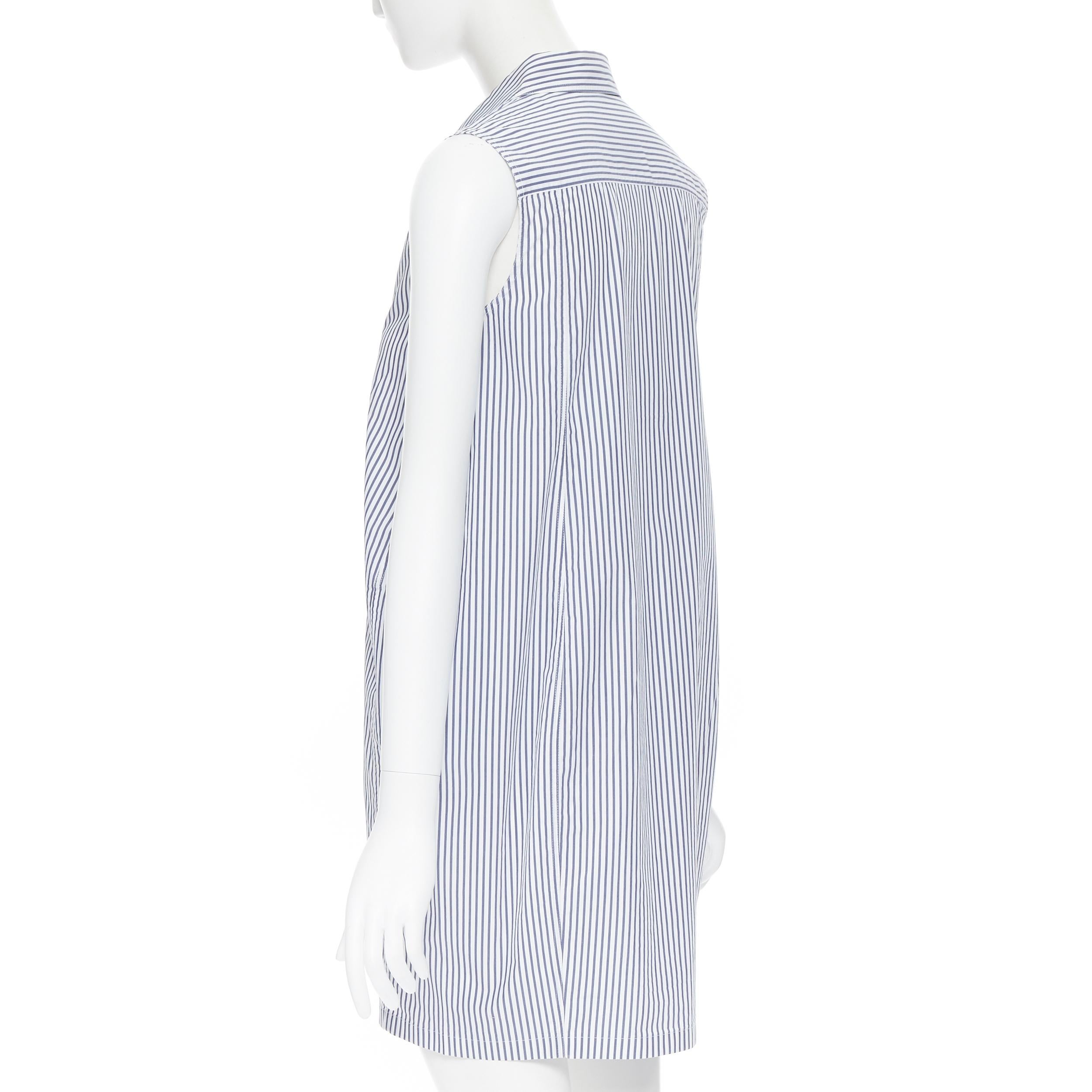 GUCCI 2009 cotton blend blue white stripe button down casual dress IT36 XS 2