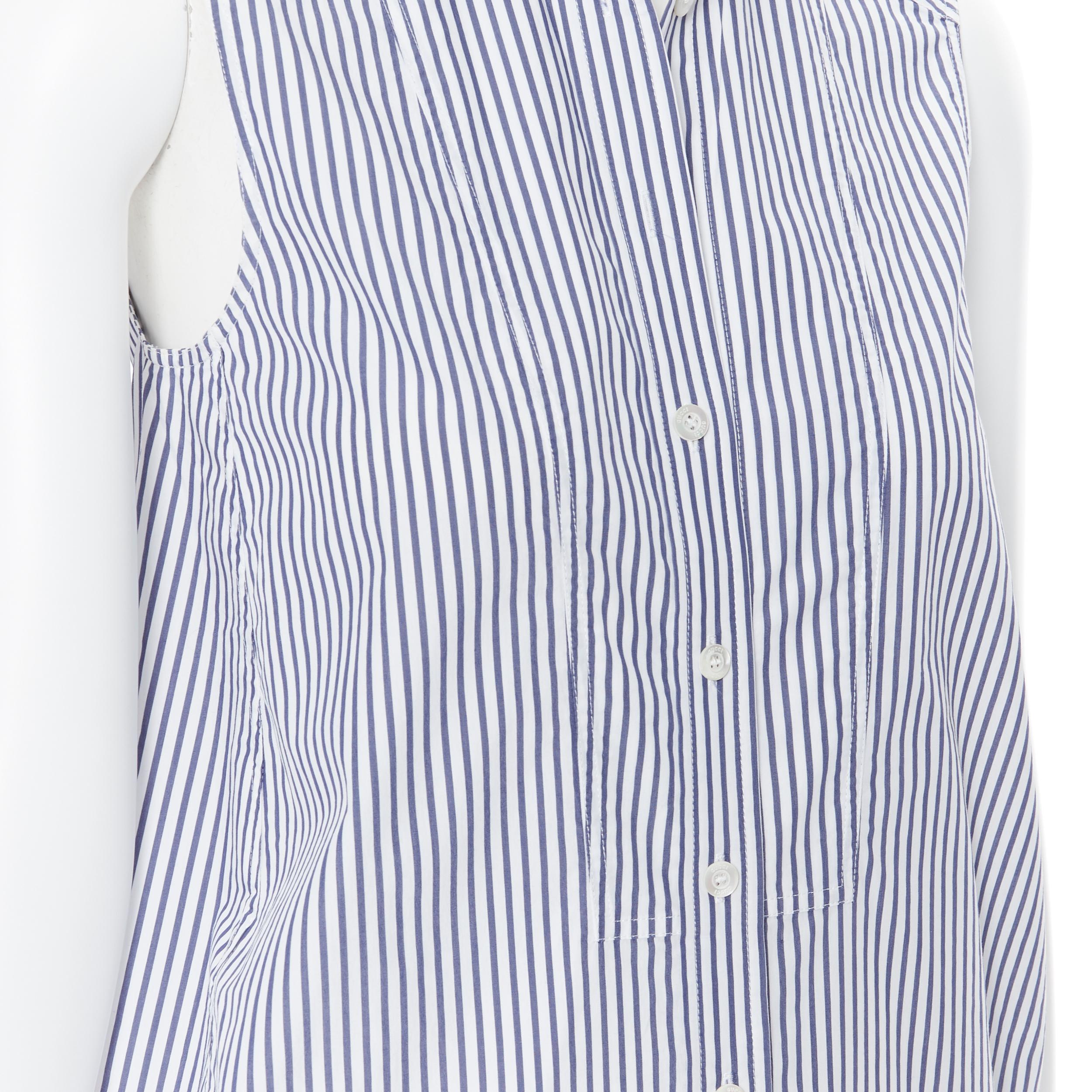 GUCCI 2009 cotton blend blue white stripe button down casual dress IT36 XS 3