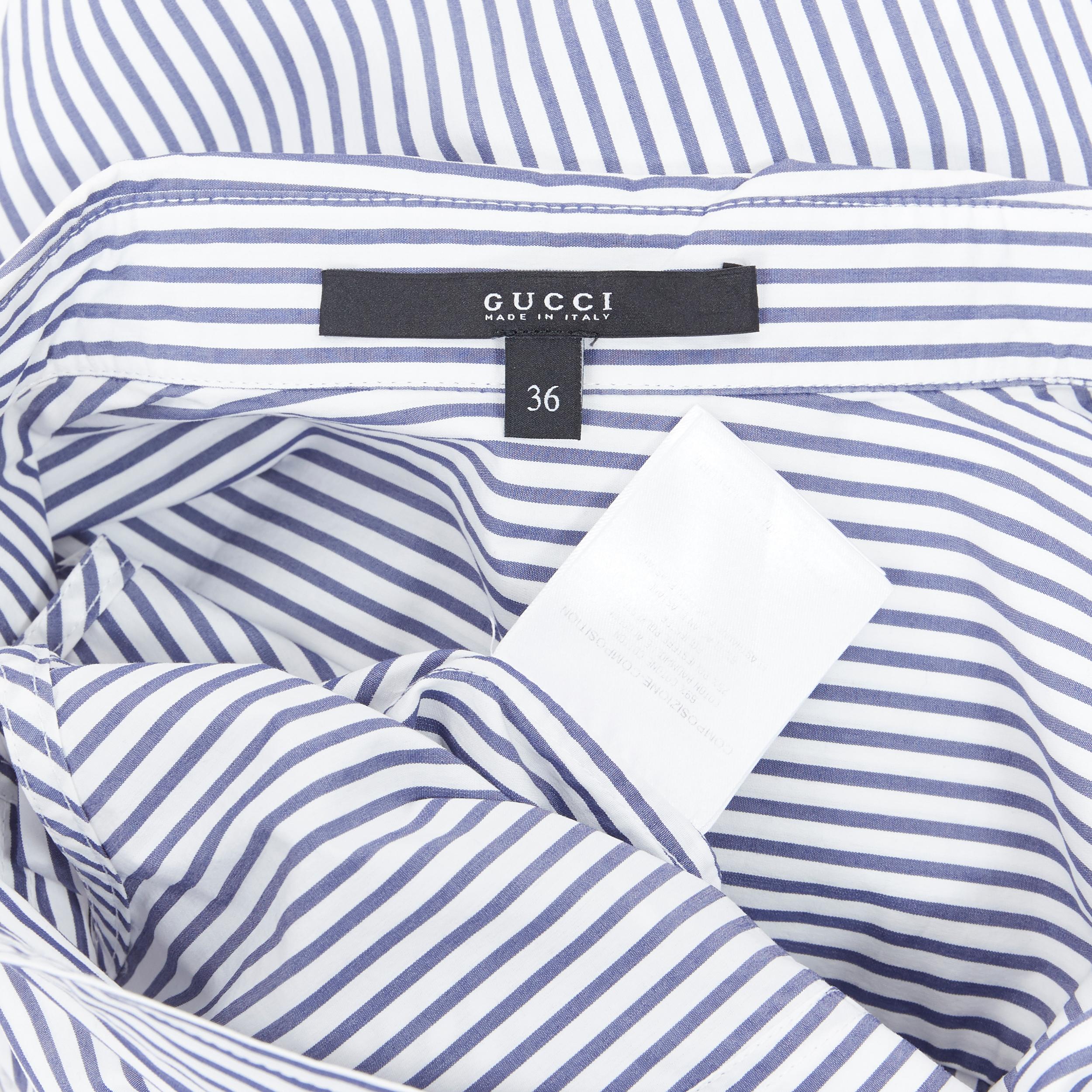 GUCCI 2009 cotton blend blue white stripe button down casual dress IT36 XS 4