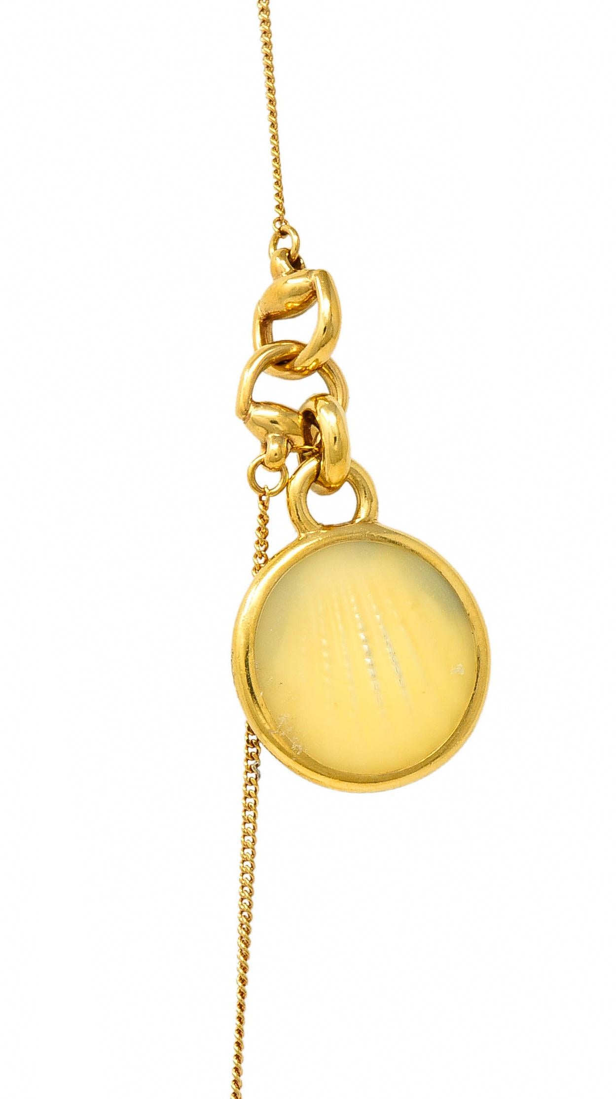 Gucci 2009 Enamel Sea Shell 18 Karat Yellow Gold Horsebit Necklace For Sale 8