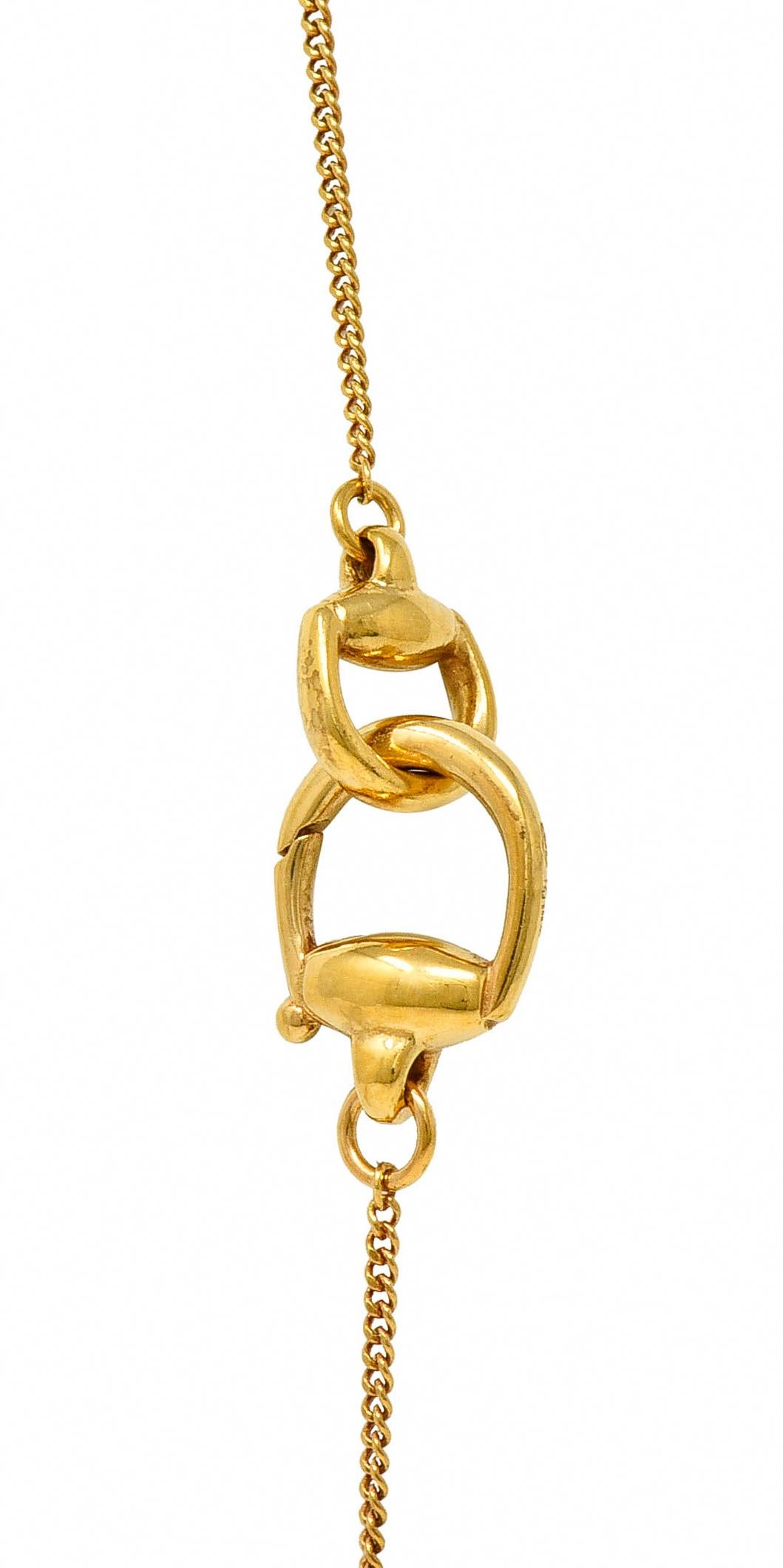 Gucci 2009 Enamel Sea Shell 18 Karat Yellow Gold Horsebit Necklace For Sale 9