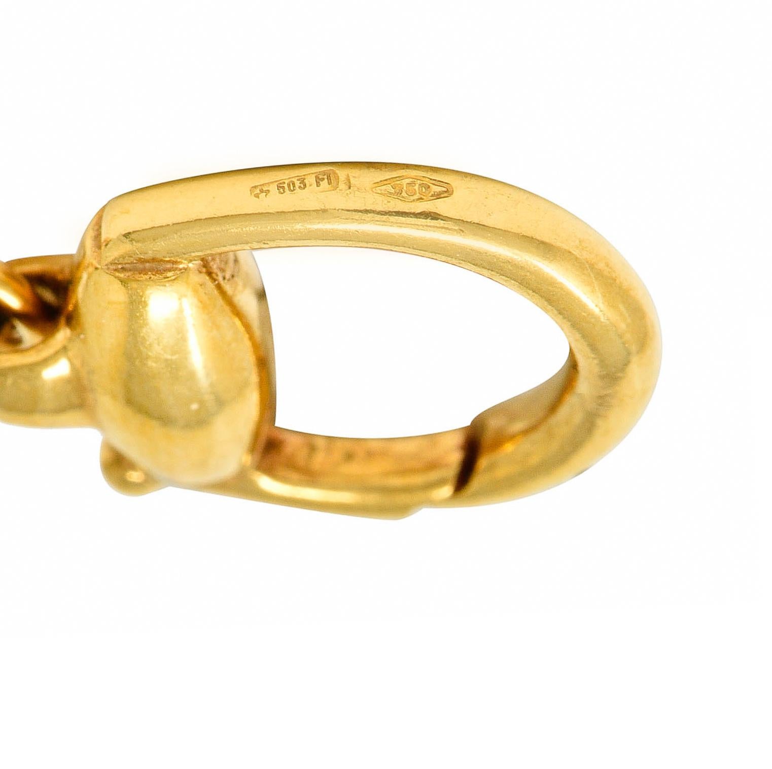 Gucci 2009 Enamel Sea Shell 18 Karat Yellow Gold Horsebit Necklace For Sale 4