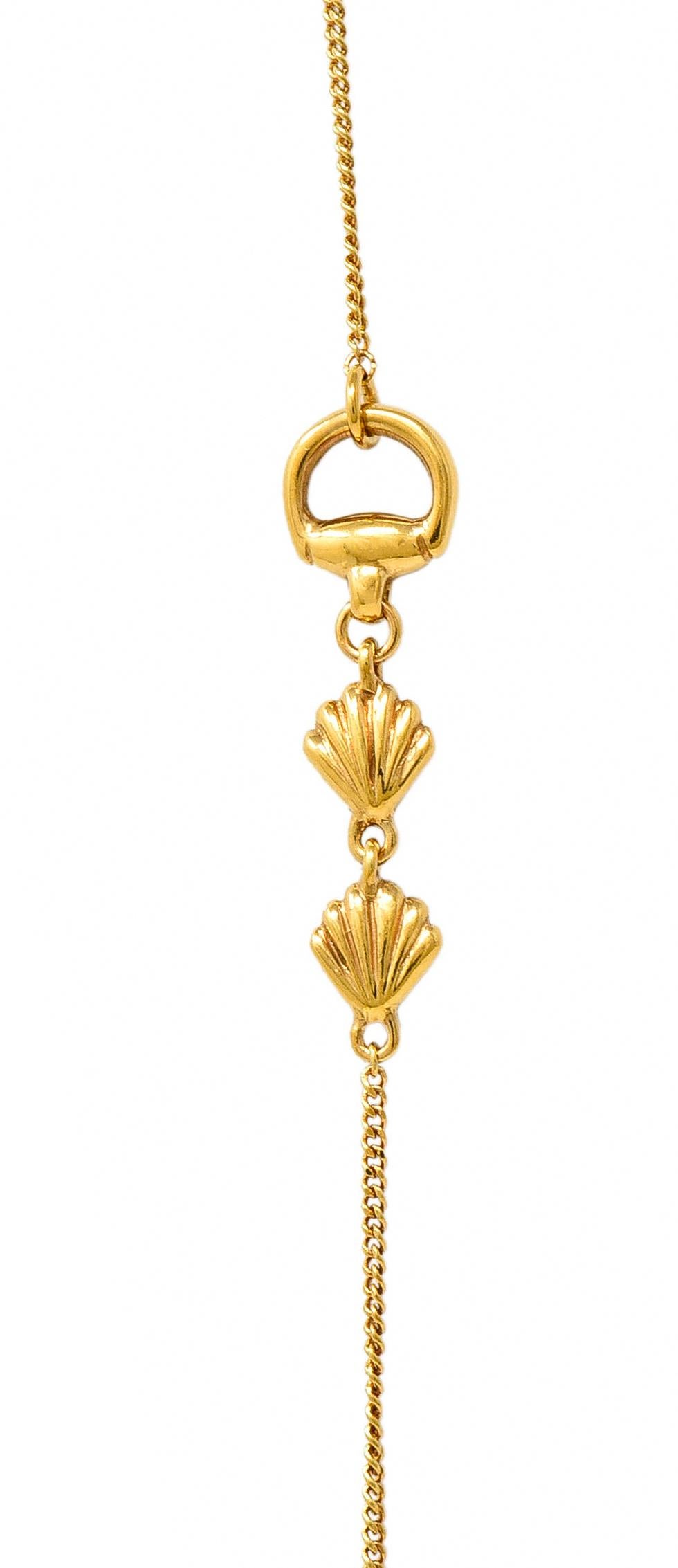 Gucci 2009 Enamel Sea Shell 18 Karat Yellow Gold Horsebit Necklace For Sale 6