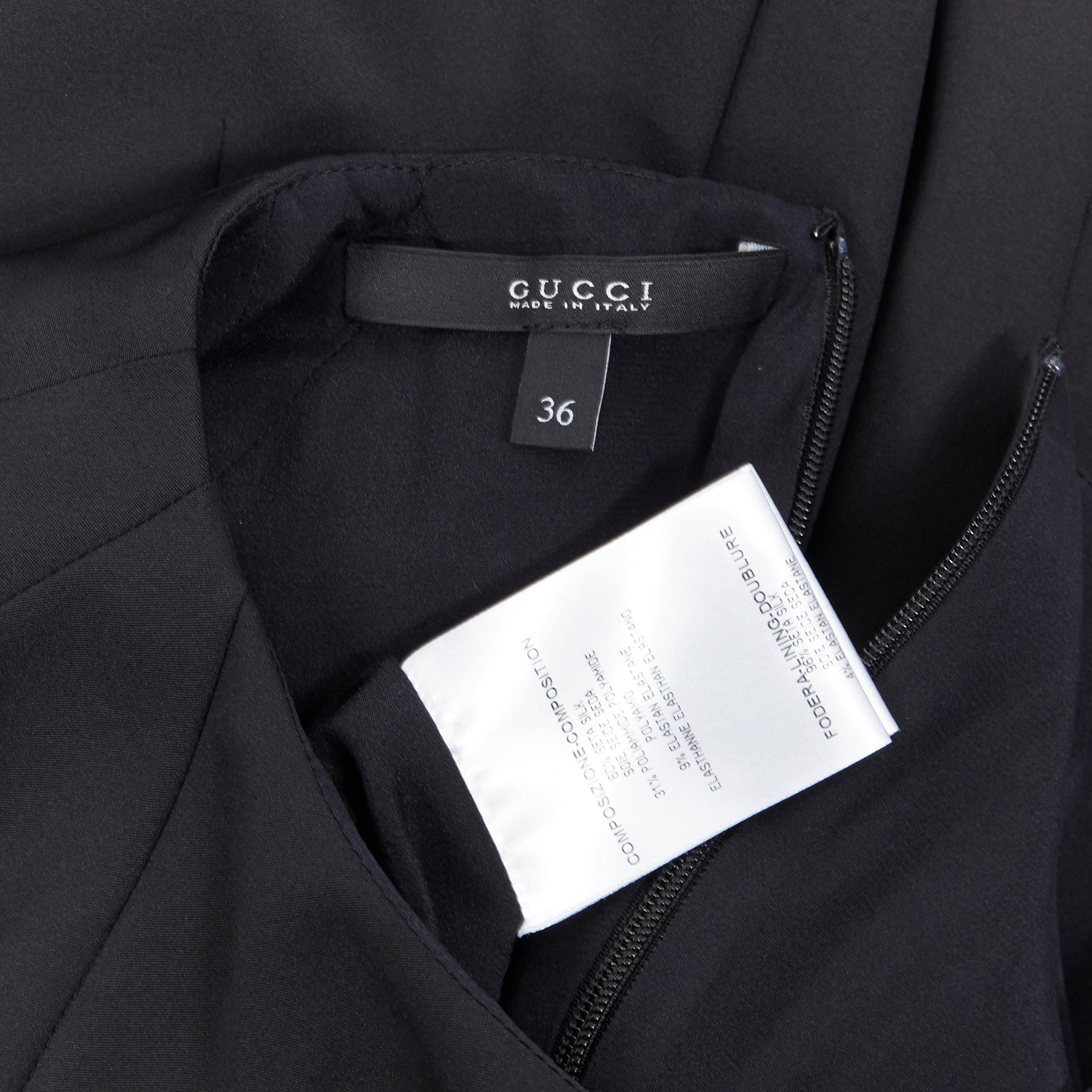 GUCCI 2010 black silk blend darted puff sleeve fitted sheath dress IT36 5