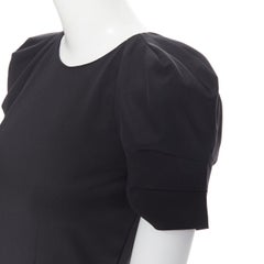 GUCCI 2010 black silk blend darted puff sleeve fitted sheath dress IT36