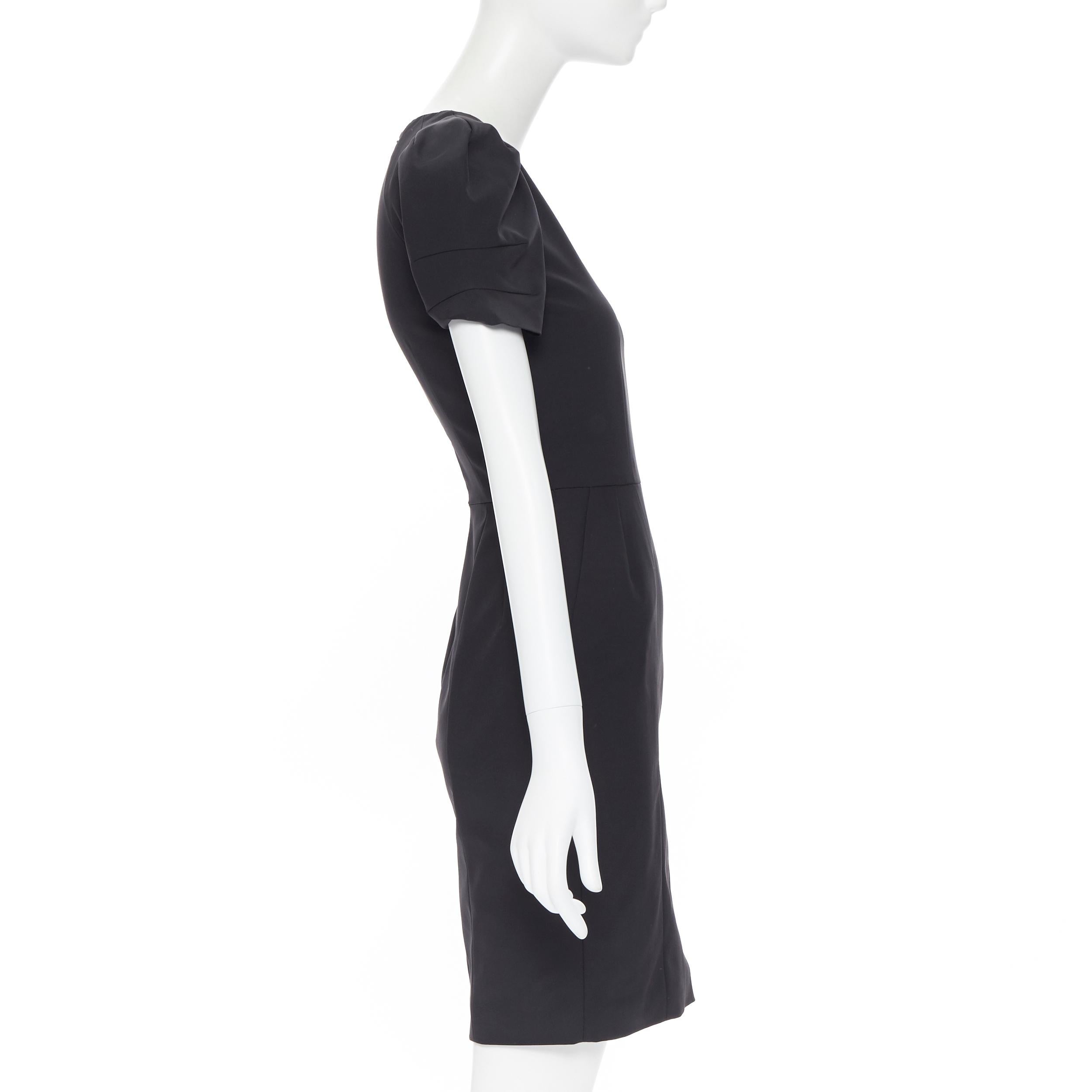 Women's GUCCI 2010 black silk blend darted puff sleeve fitted sheath dress IT36
