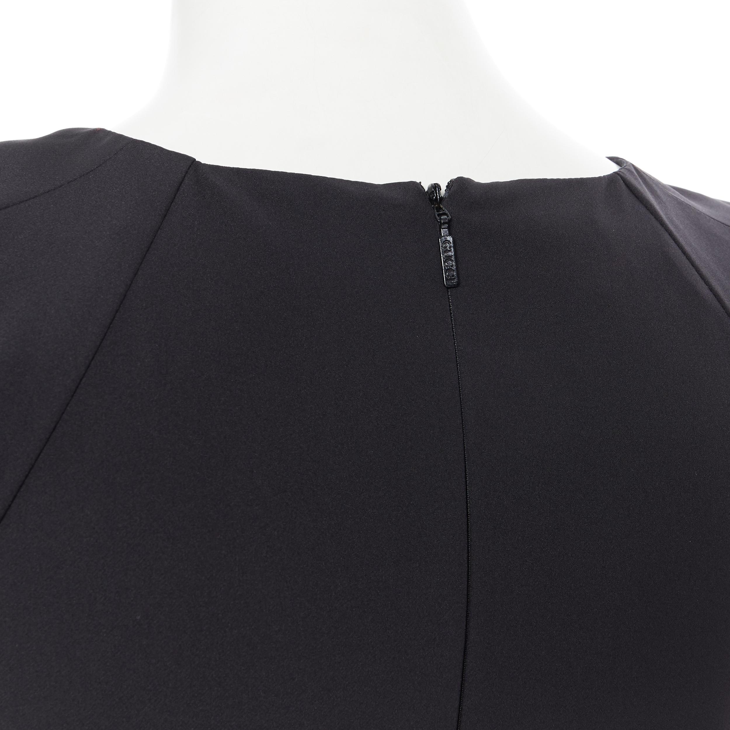 GUCCI 2010 black silk blend darted puff sleeve fitted sheath dress IT36 4