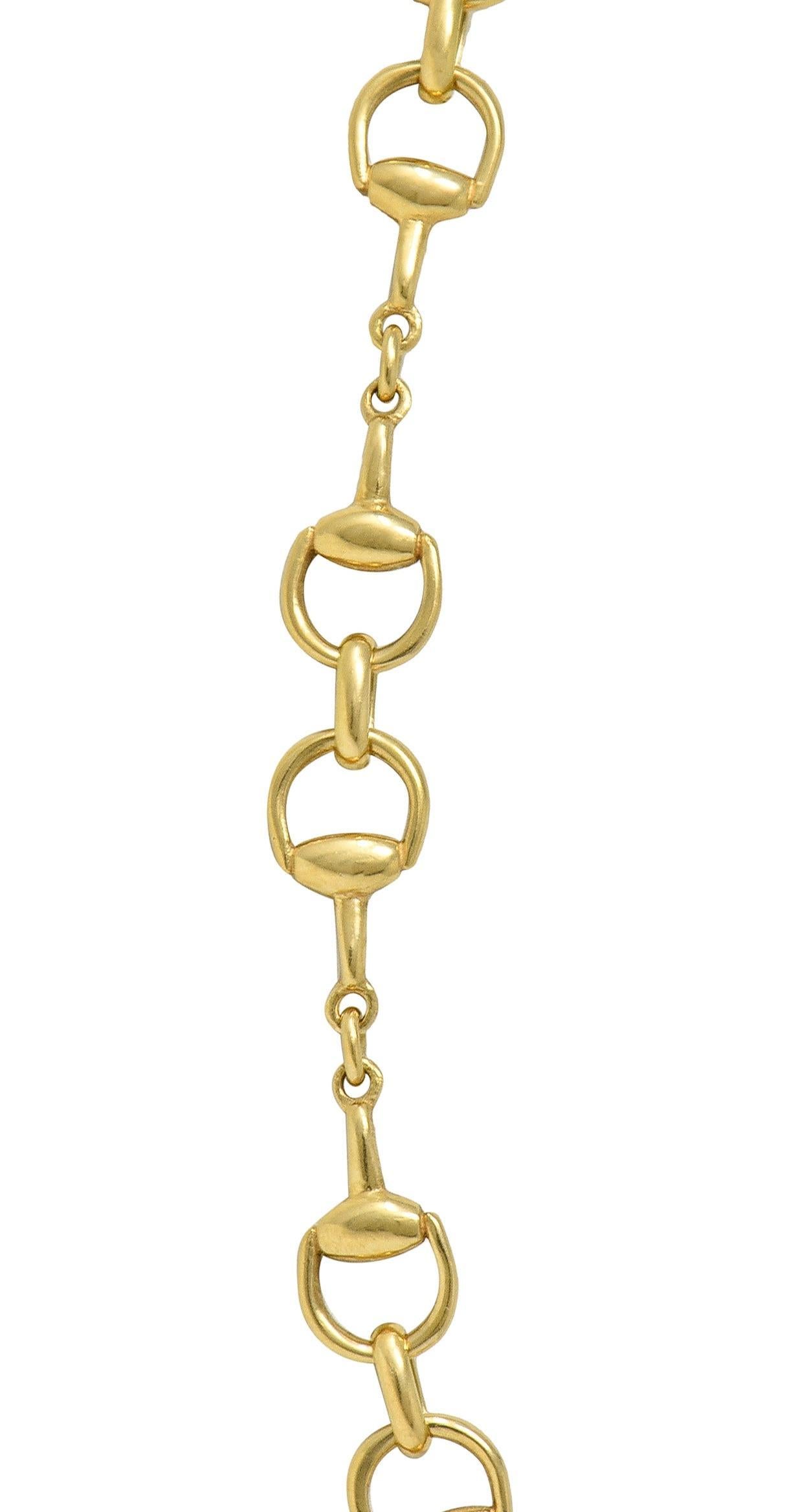 Gucci 2010 Diamond Tiger's Eye 18 Karat Yellow Gold Beetle Horsebit Necklace For Sale 4