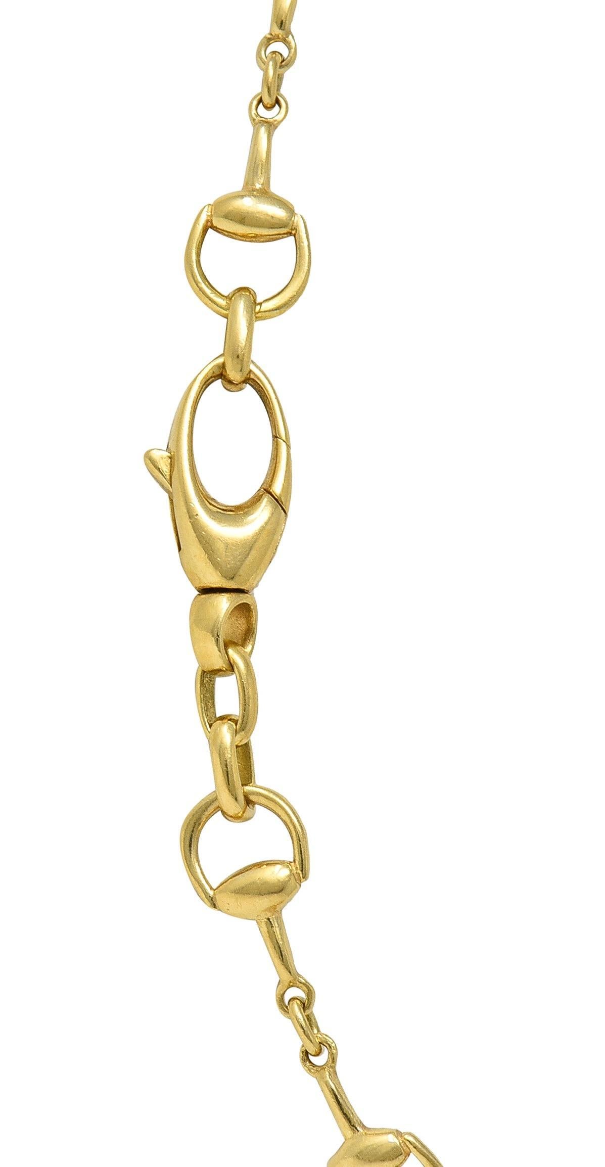 Gucci 2010 Diamond Tiger's Eye 18 Karat Yellow Gold Beetle Horsebit Necklace For Sale 5