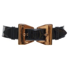 GUCCI 2010 Runway black patent leather double buckle wide waist belt 70cm