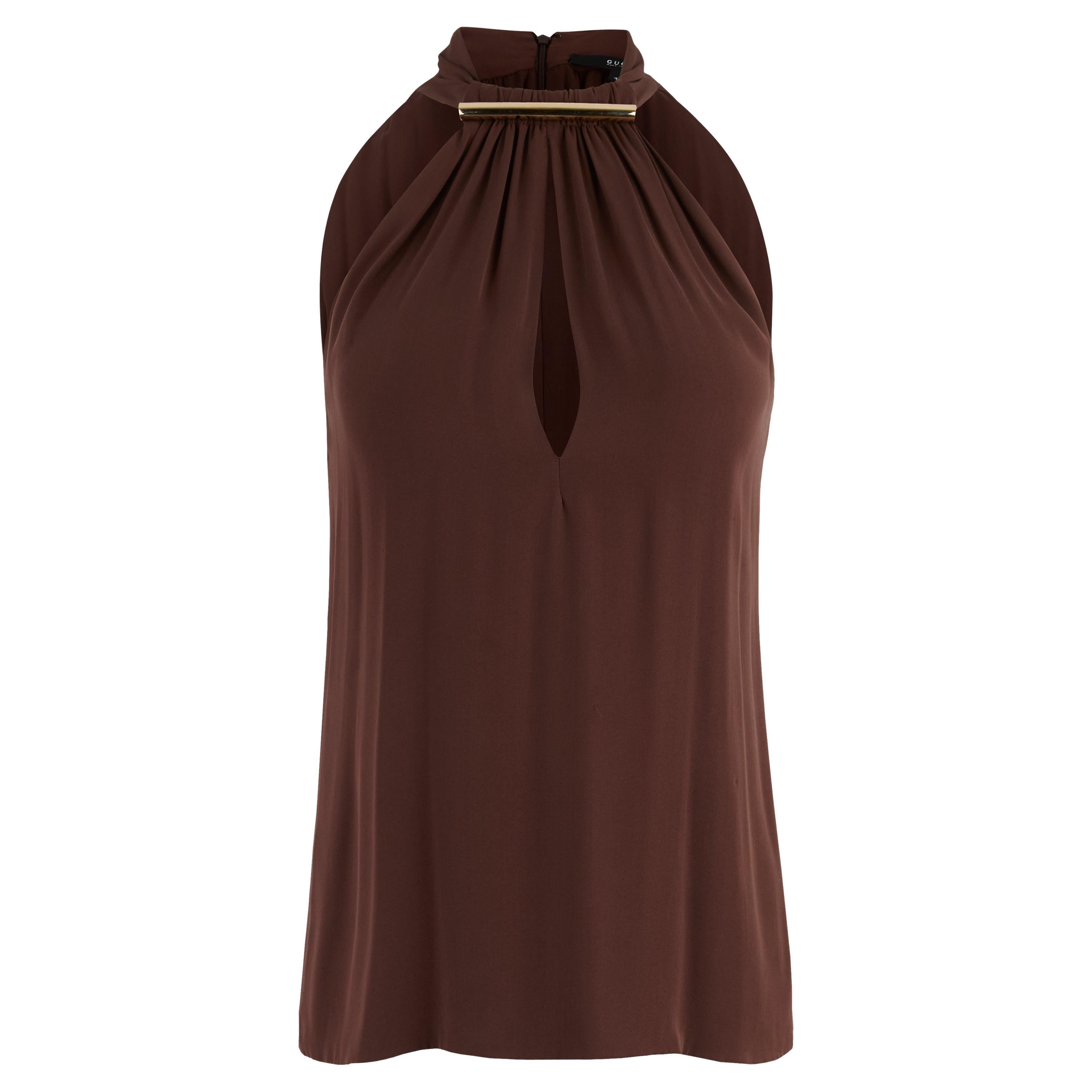 Gucci 2010 Silk Brown Top For Sale