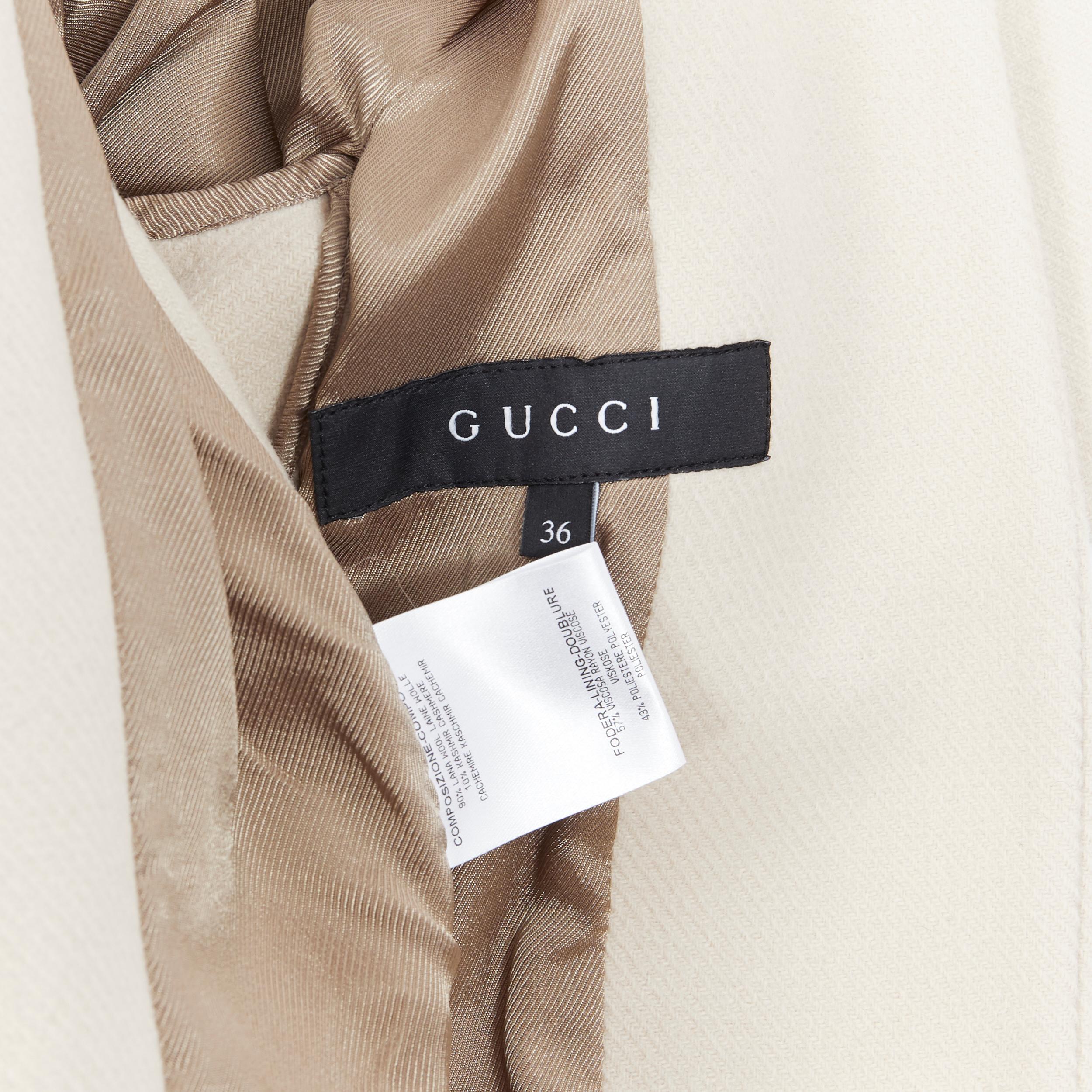 GUCCI 2010 wool cashmere blend taupe beige layered minimal over coat IT36 XS 4