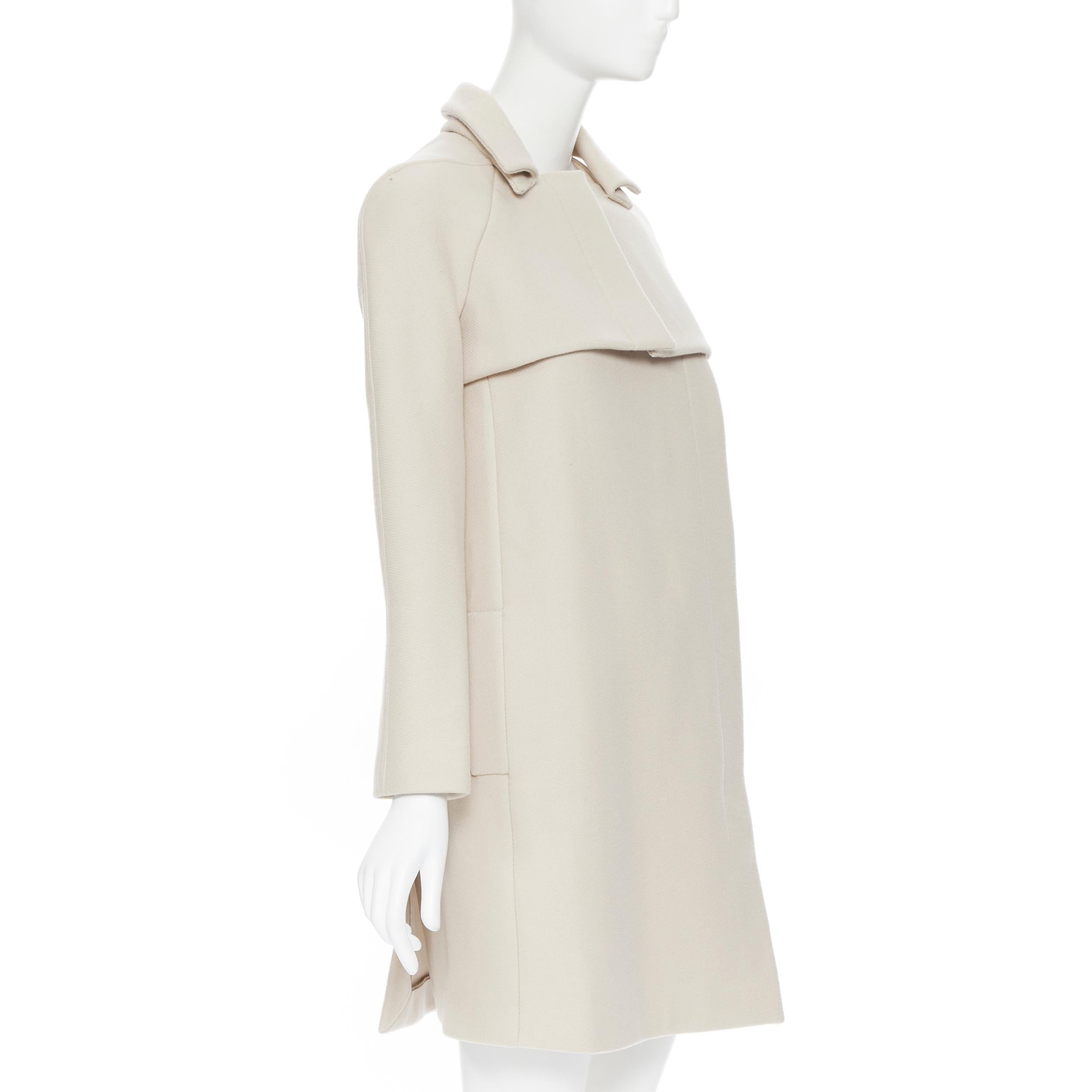 Beige GUCCI 2010 wool cashmere blend taupe beige layered minimal over coat IT36 XS