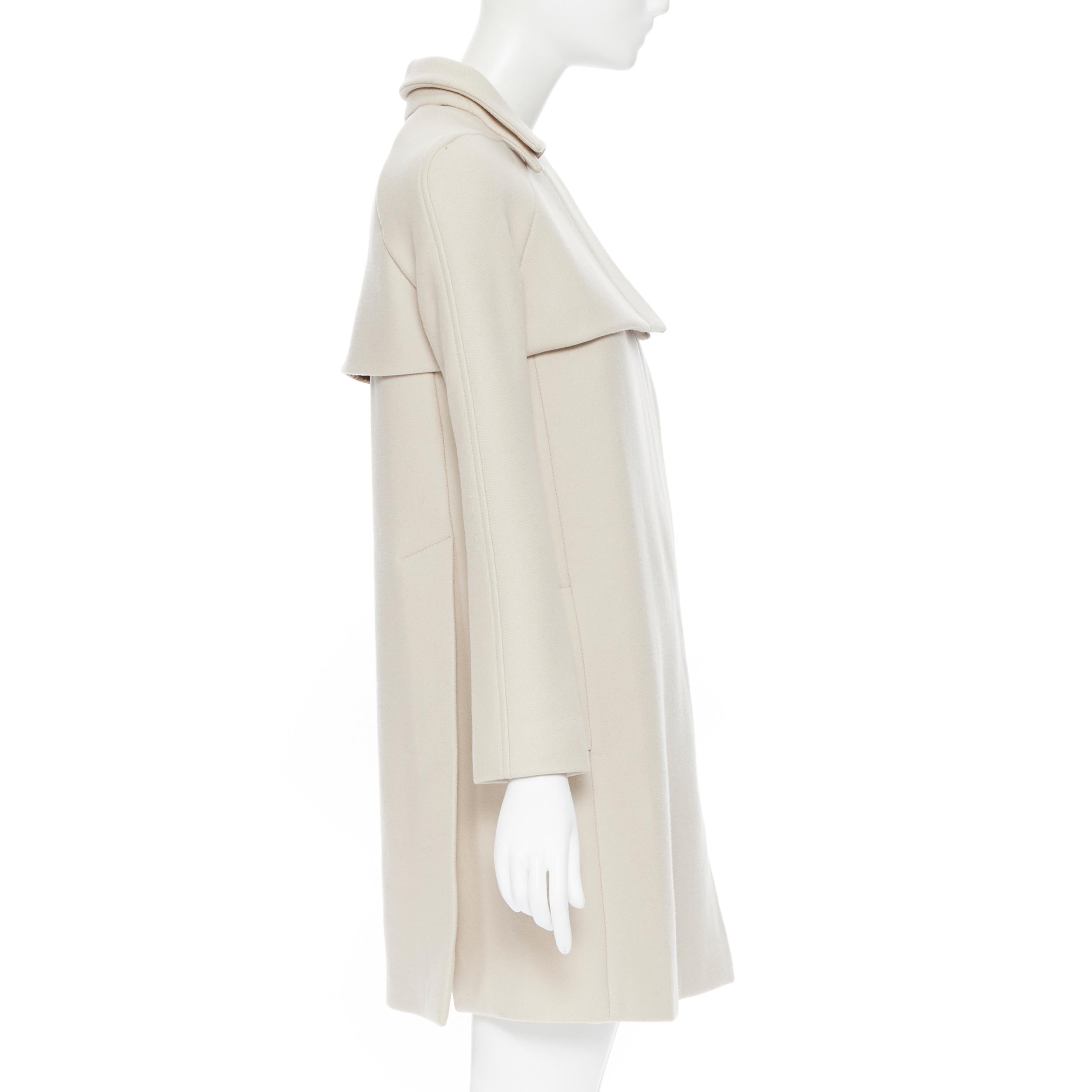 GUCCI 2010 wool cashmere blend taupe beige layered minimal over coat IT36 XS In Excellent Condition In Hong Kong, NT
