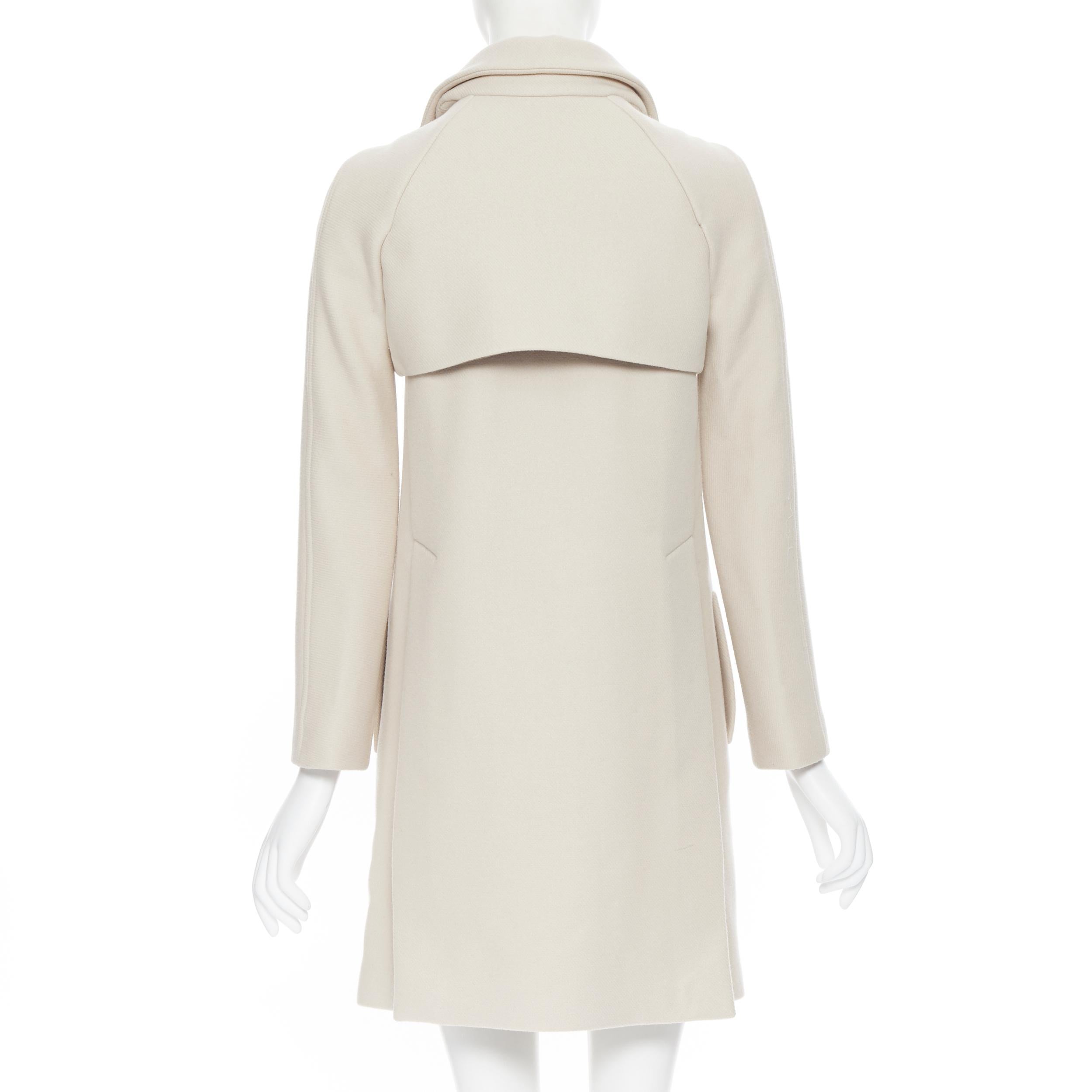 Women's GUCCI 2010 wool cashmere blend taupe beige layered minimal over coat IT36 XS