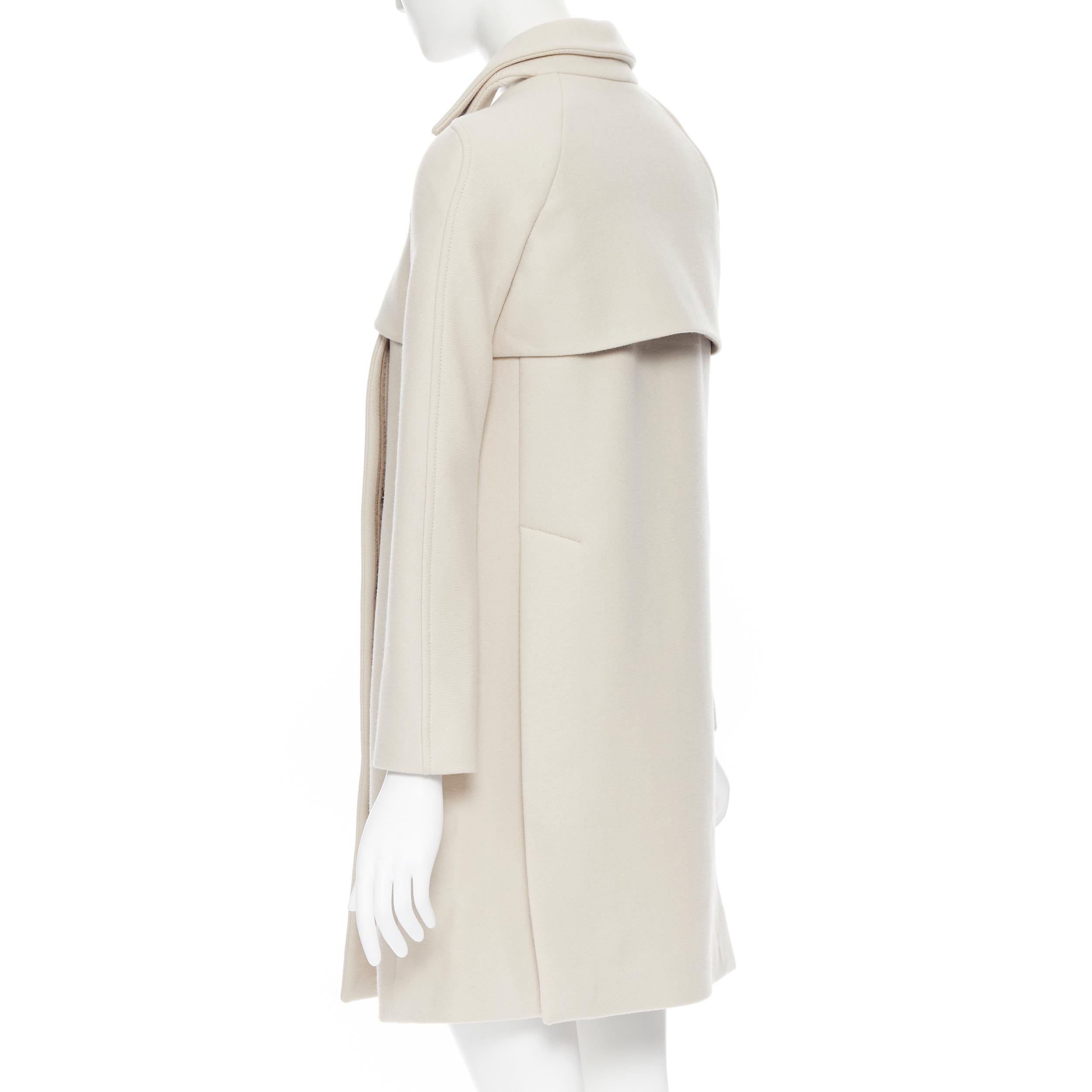 GUCCI 2010 wool cashmere blend taupe beige layered minimal over coat IT36 XS 1