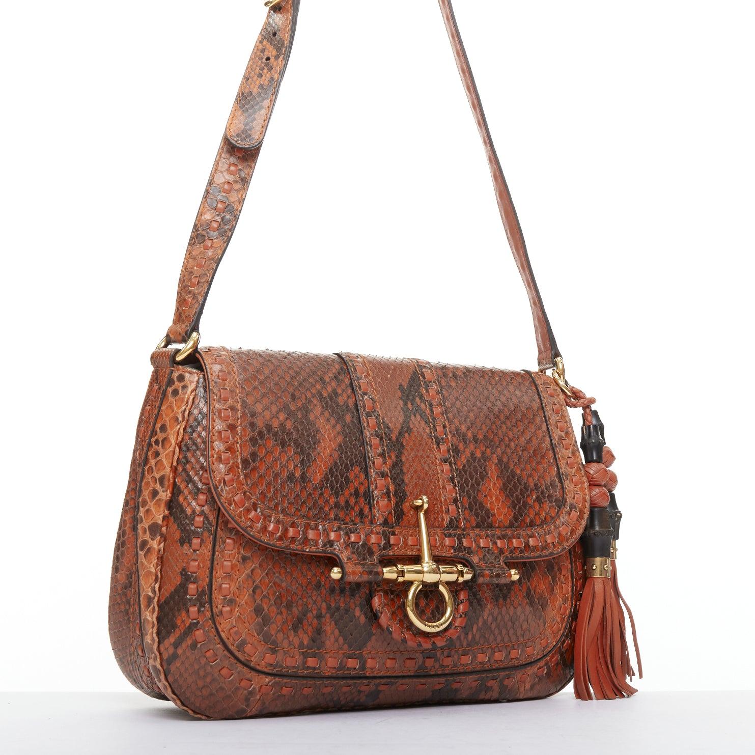 Bolso GUCCI 2011 Snaffle Bit Medium Bolso crosbody de piel escamada naranja Naranja en venta