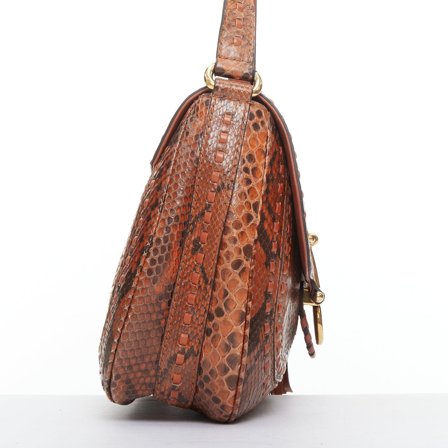Bolso GUCCI 2011 Snaffle Bit Medium Bolso crosbody de piel escamada naranja en Bueno estado para la venta en Hong Kong, NT
