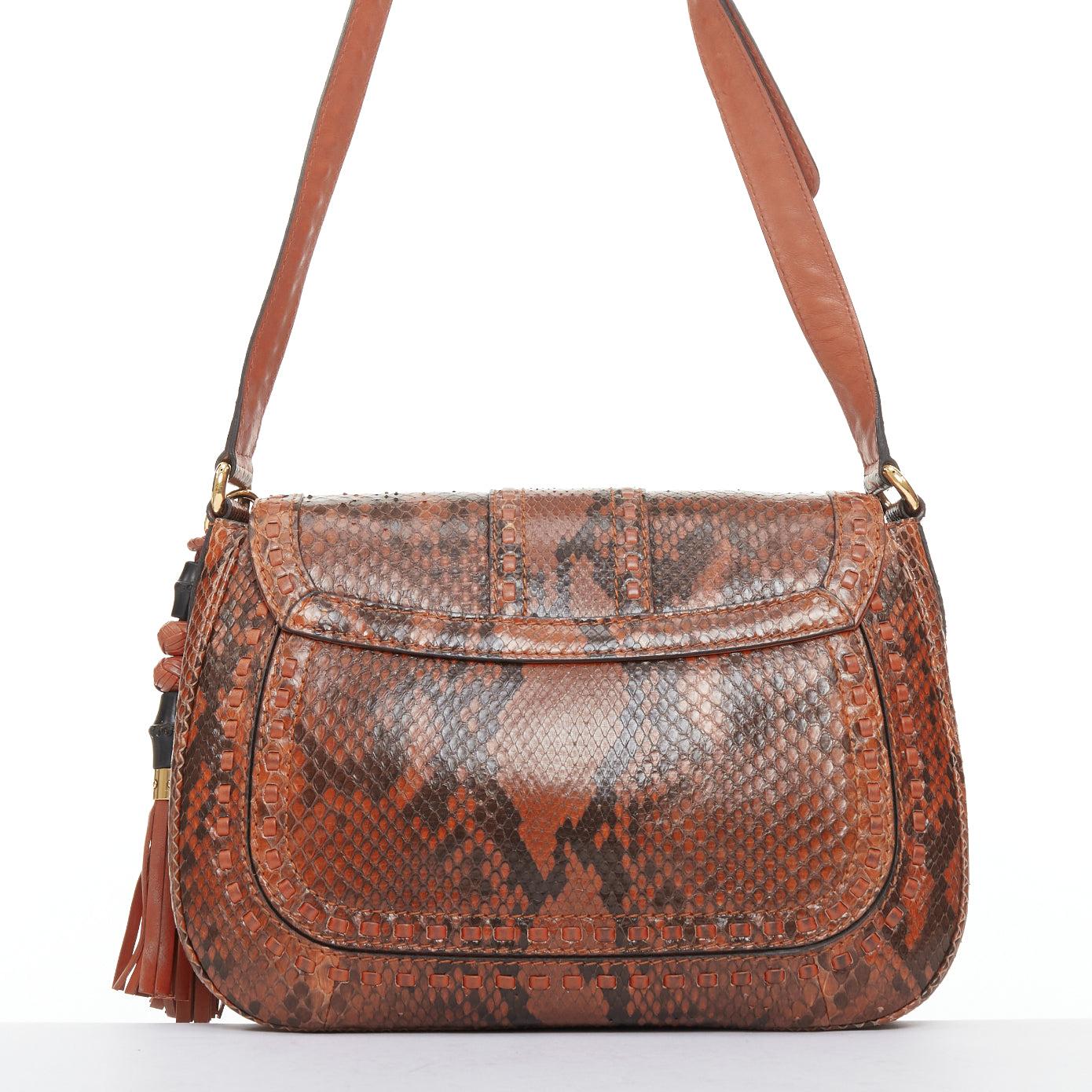 De las mujeres Bolso GUCCI 2011 Snaffle Bit Medium Bolso crosbody de piel escamada naranja en venta