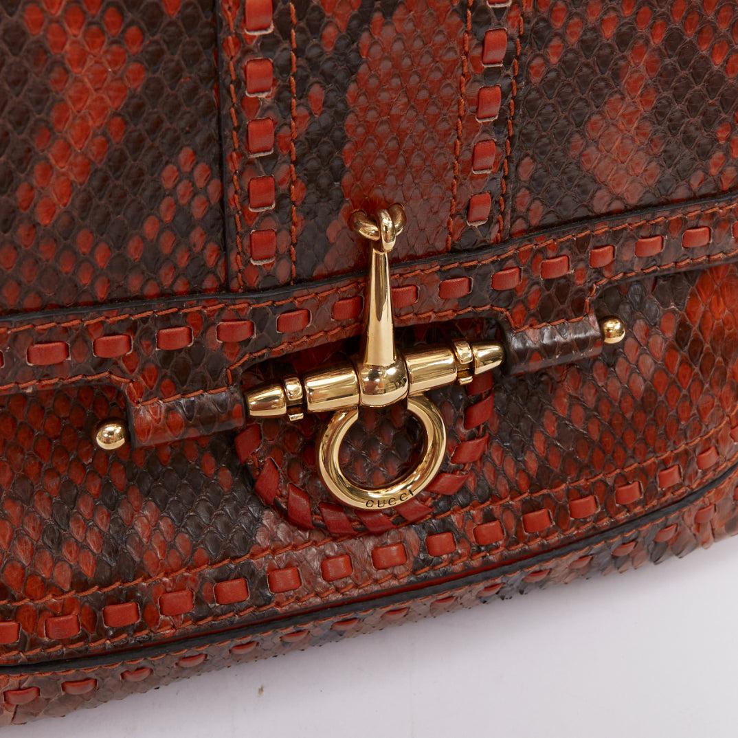 Bolso GUCCI 2011 Snaffle Bit Medium Bolso crosbody de piel escamada naranja en venta 2