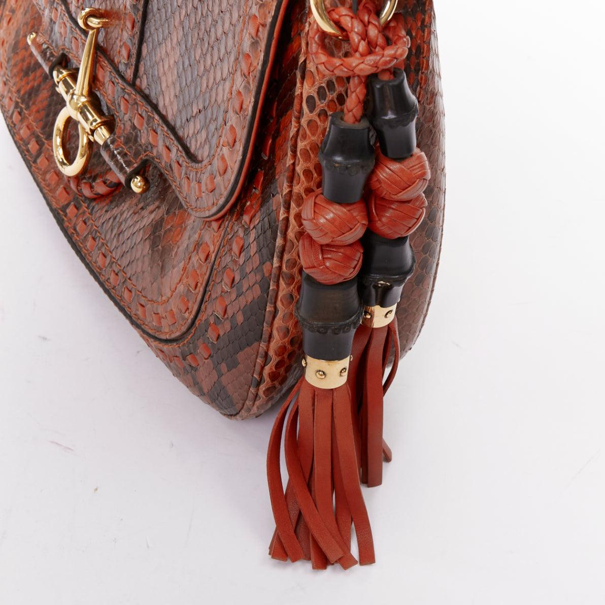 Bolso GUCCI 2011 Snaffle Bit Medium Bolso crosbody de piel escamada naranja en venta 3