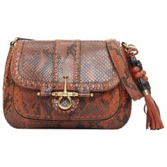 GUCCI 2011 Snaffle Bit Medium Shoulder Bag orange scaled leather crosbody bag
