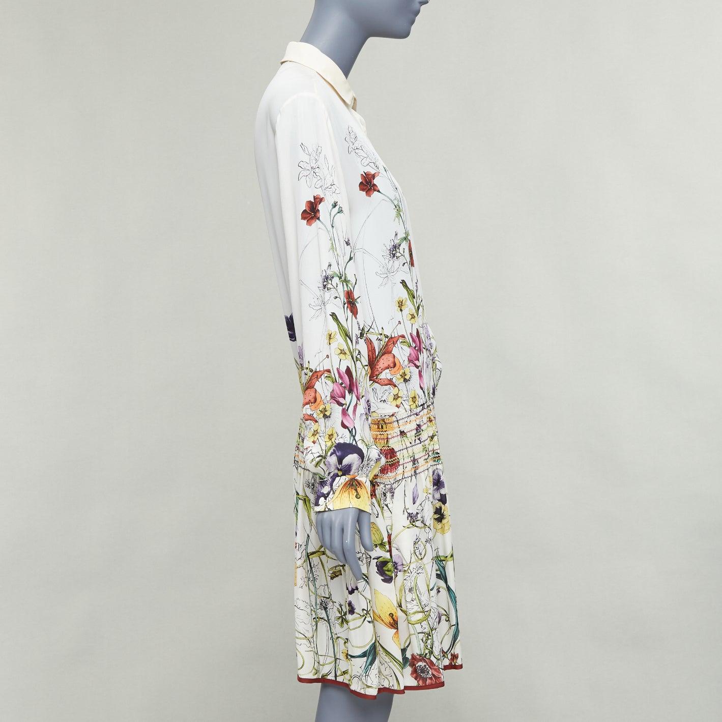 GUCCI 2012 Flora cream silk multicolor floral print drop waist dress IT40 S In Fair Condition In Hong Kong, NT