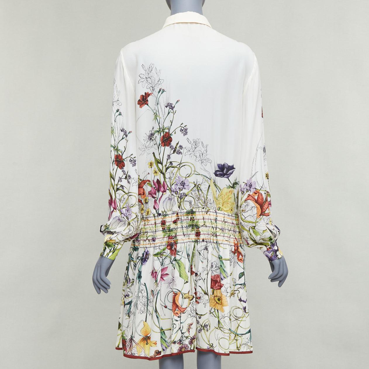 Women's GUCCI 2012 Flora cream silk multicolor floral print drop waist dress IT40 S