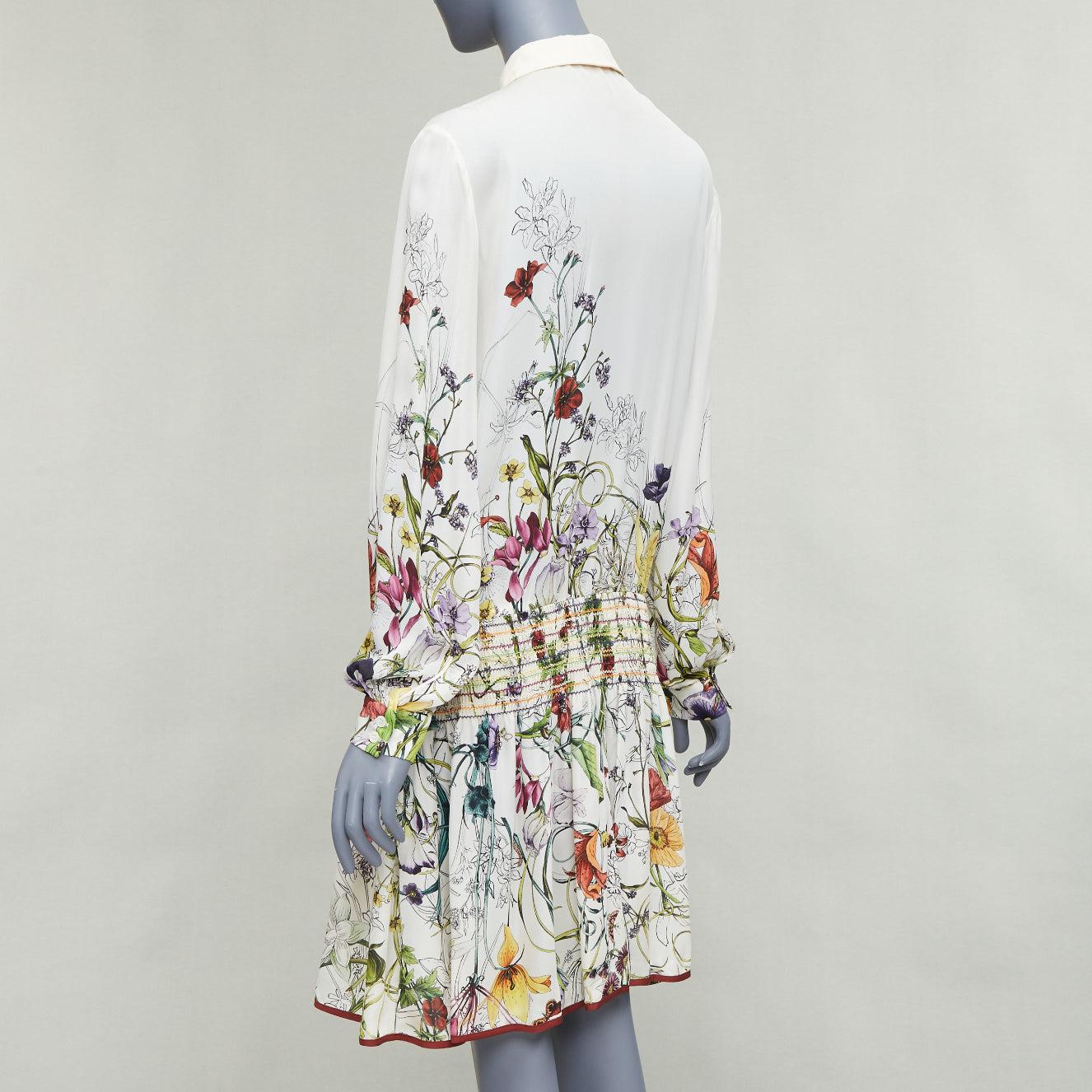 GUCCI 2012 Flora cream silk multicolor floral print drop waist dress IT40 S 1