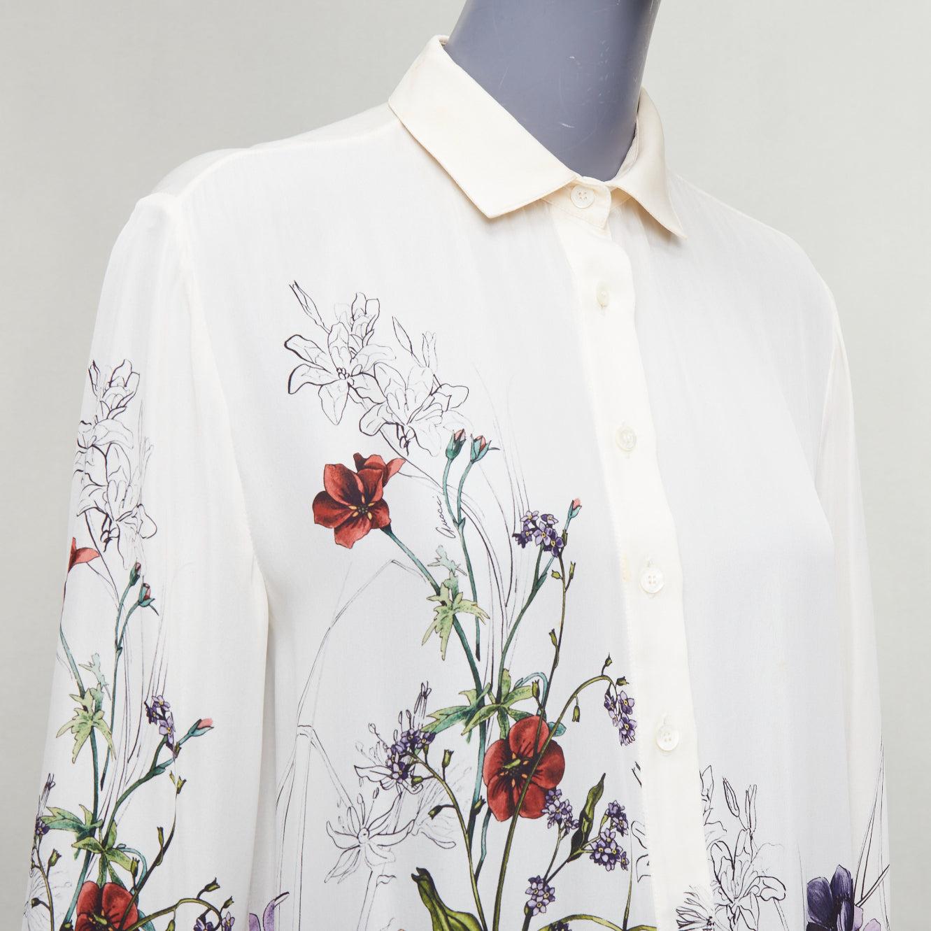 GUCCI 2012 Flora cream silk multicolor floral print drop waist dress IT40 S 2