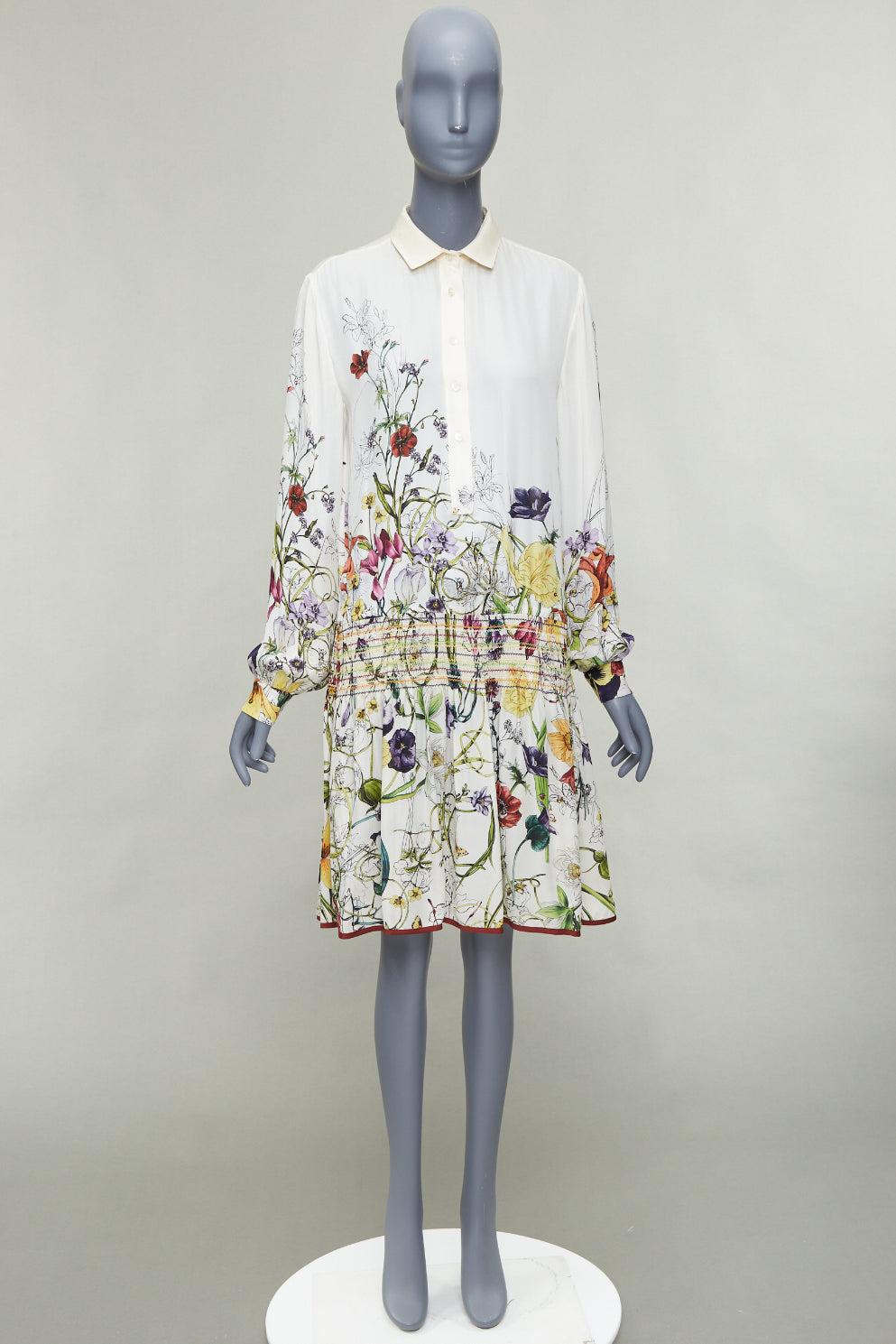 GUCCI 2012 Flora cream silk multicolor floral print drop waist dress IT40 S 4