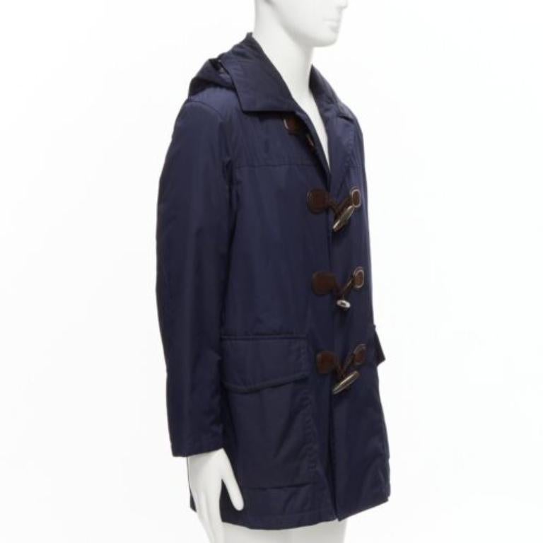 Nero Gucci 2012 giacca a vento con cappuccio in nylon marrone con alamari IT48 M. in vendita