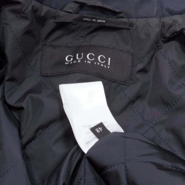 Gucci 2012 giacca a vento con cappuccio in nylon marrone con alamari IT48 M. in vendita 3