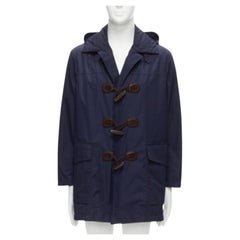 GUCCI 2012 navy nylon brown toggle hooded anorak jacket coat IT48 M