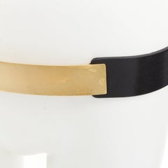 GUCCI 2012 Runway gold metal bar plate black smooth leather wide waist belt 80cm