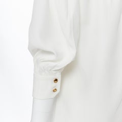 GUCCI 2012 white viscose off shoulder gold button cuff blouse shirt IT38 M