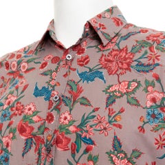 GUCCI 2013 Chintz red brown floral cotton button down shirt EU41 XL