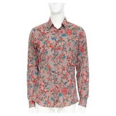 GUCCI 2013 Chintz red brown floral cotton button down shirt EU41 XL