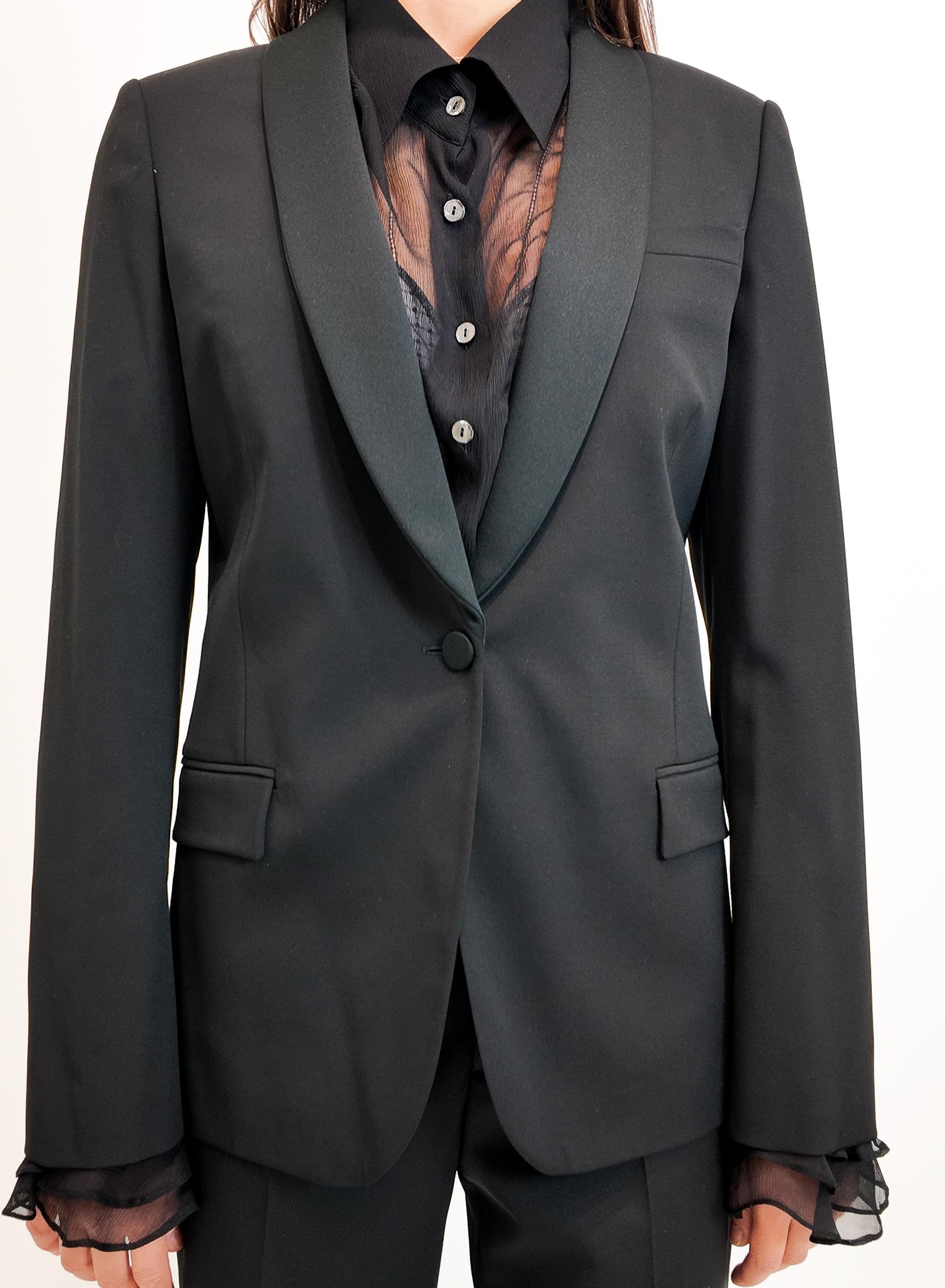 Gucci 2014 Smoking nero slim fit da donna con risvolto in raso in vendita 2