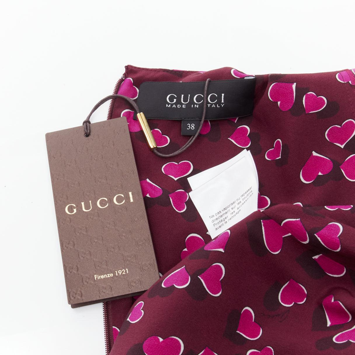 GUCCI 2014 Runway Heart On My Sleeve 100% silk plunge neck gown dress IT38 XS 4