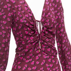 GUCCI 2014 Runway Heart On My Sleeve 100% silk plunge neck gown dress IT38 XS
