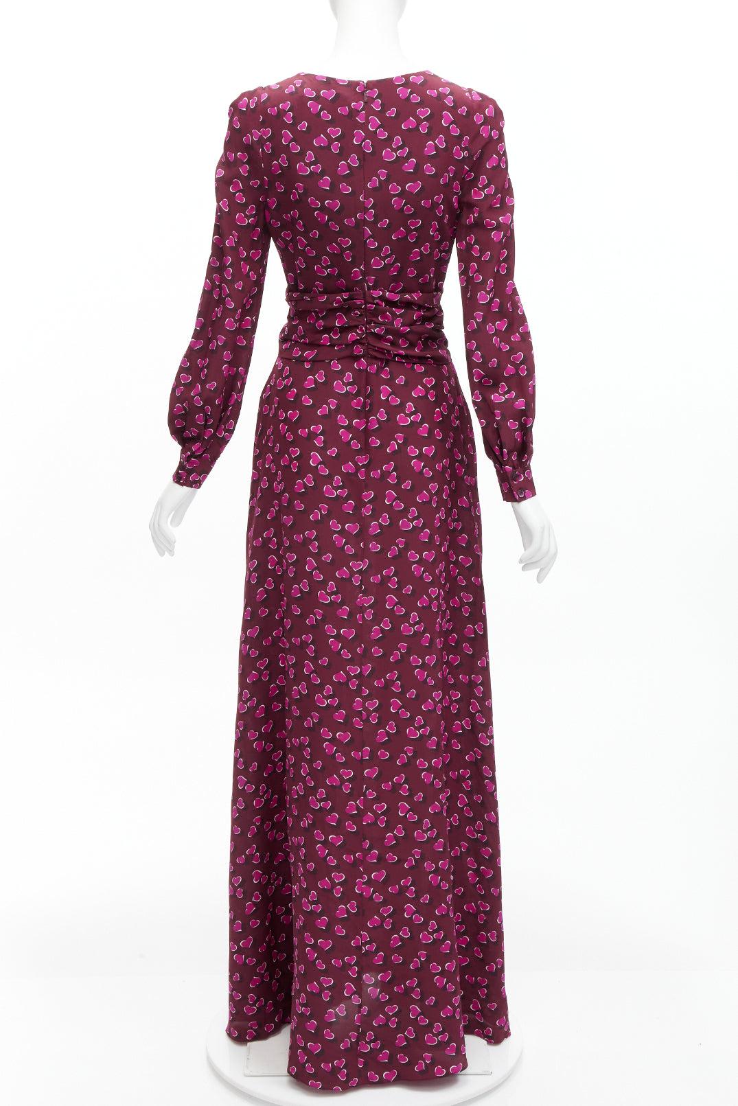 GUCCI 2014 Runway Heart On My Sleeve 100% silk plunge neck gown dress IT38 XS In New Condition For Sale In Hong Kong, NT